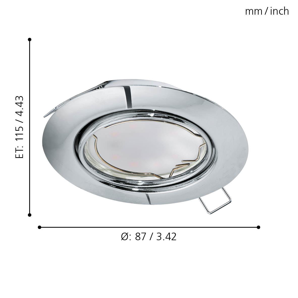 eglo peneto set of 3 chrome recessed downlights 8 7cm kitchen lighting 