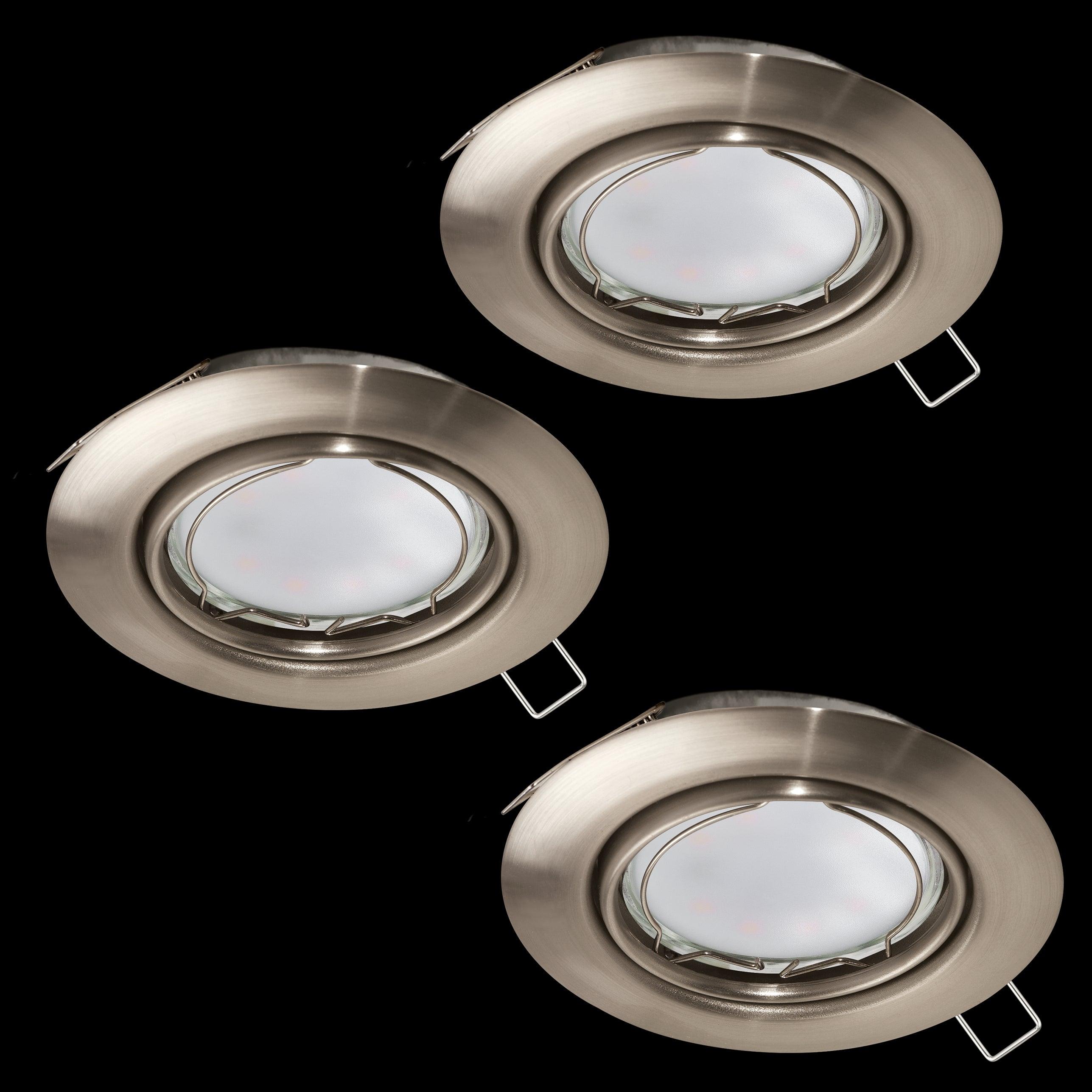 eglo peneto set of 3 nickel recessed downlights 8 7cm living room image
