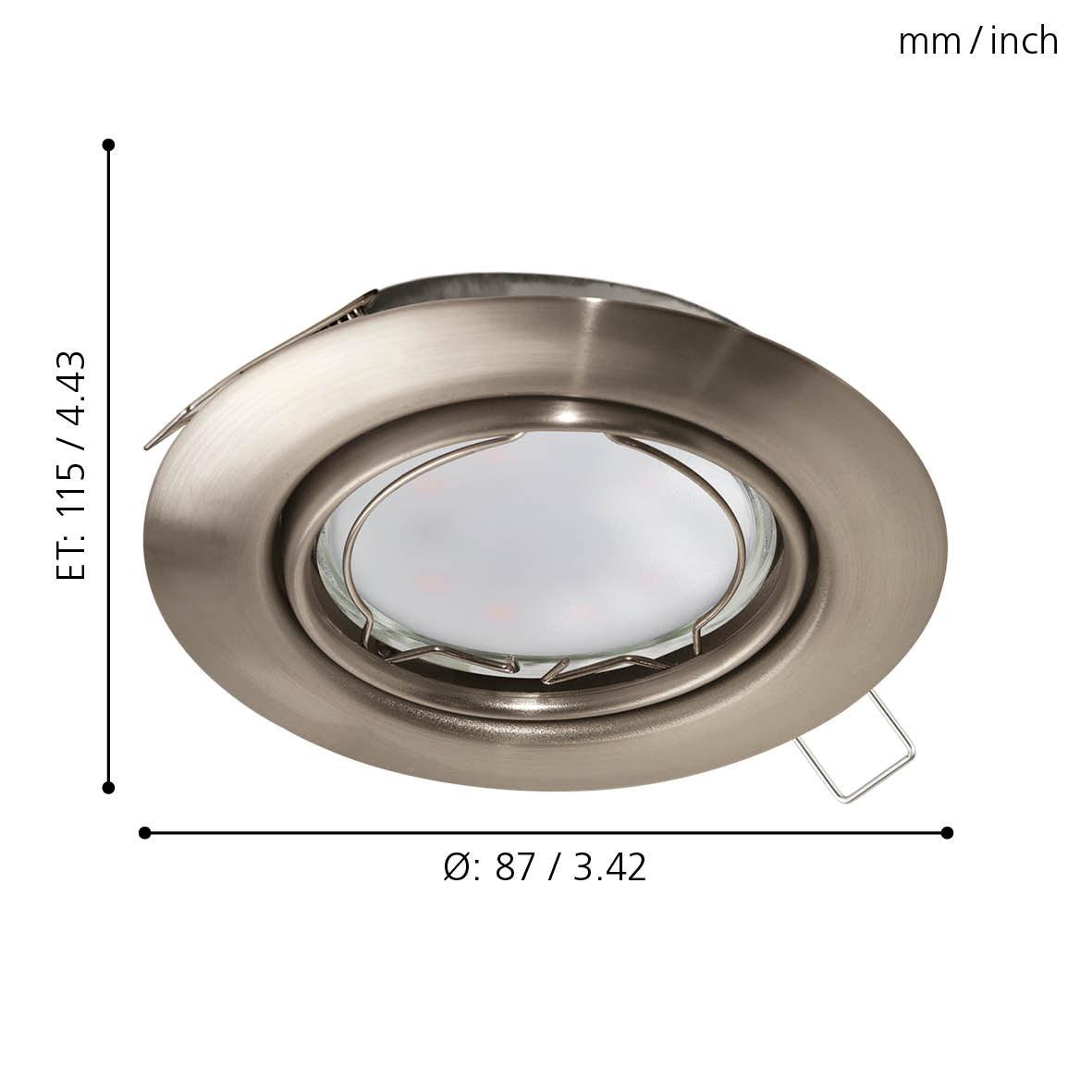 eglo peneto set of 3 nickel recessed downlights 8 7cm kitchen lighting 