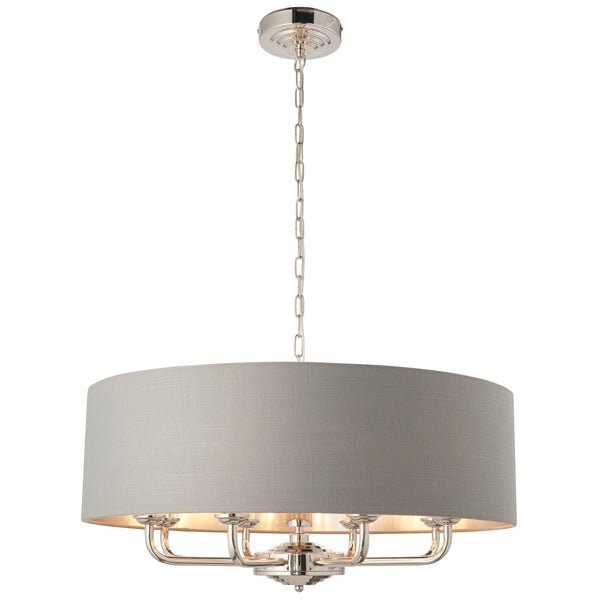 Highclere Bright Nickel & Charcoal Shade 8 Light Pendant