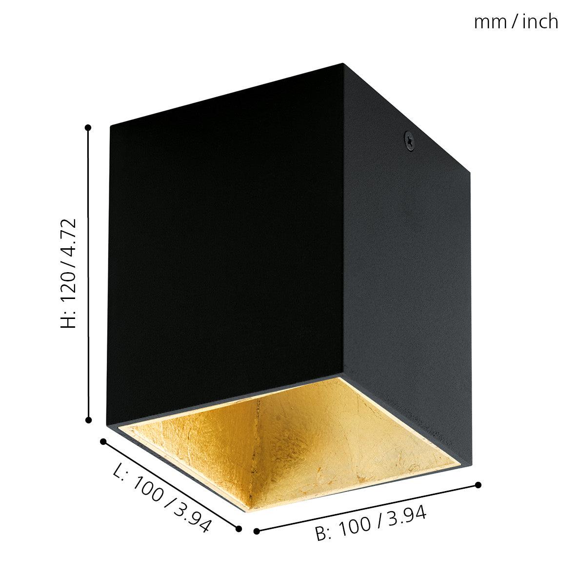 eglo polasso flush led black gold square ceiling light kitchen lighting 