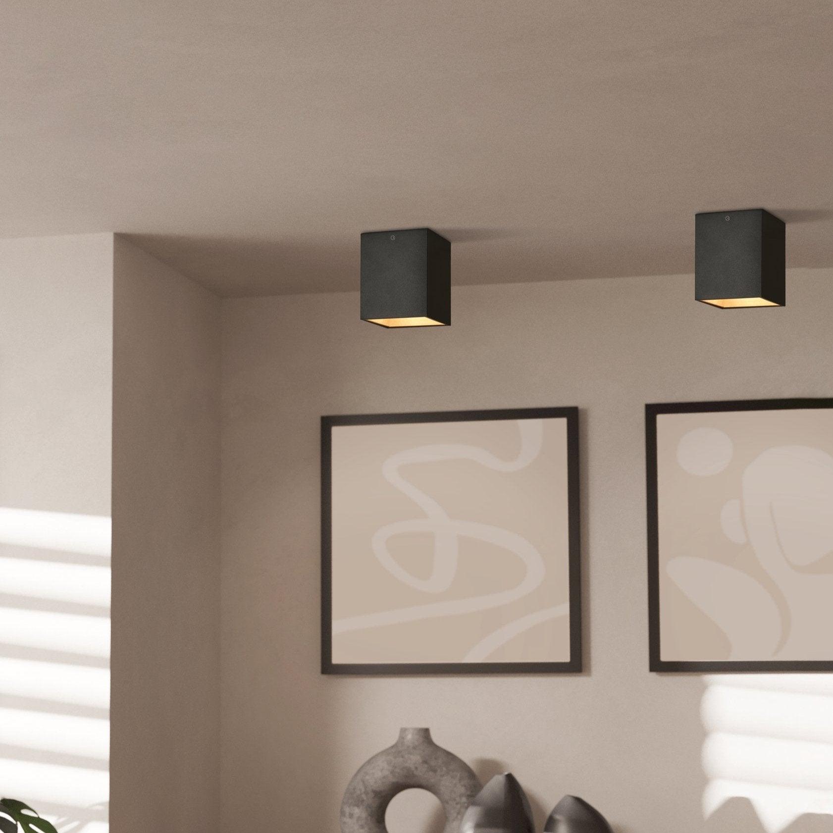 eglo polasso flush led black gold square ceiling light