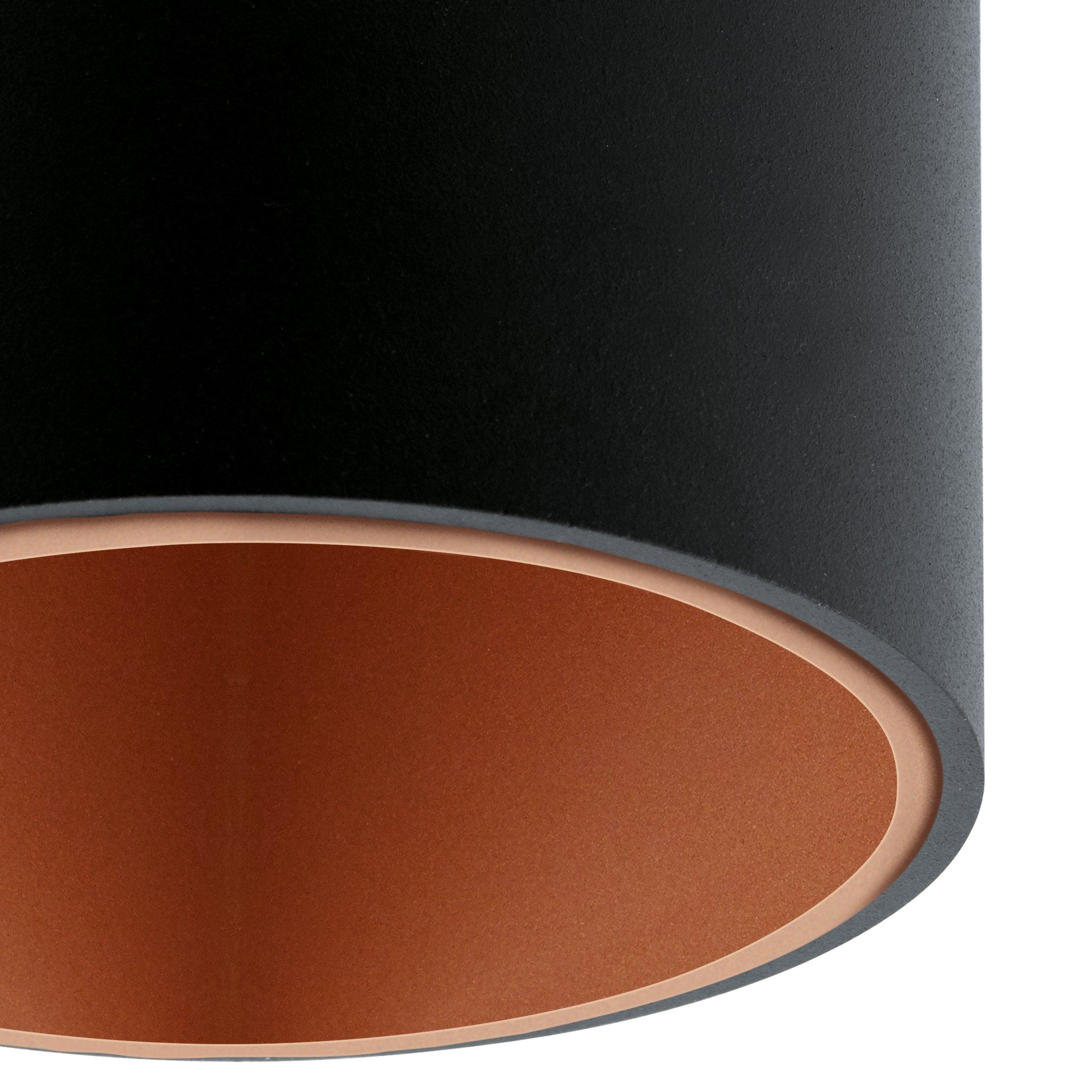 eglo polasso flush led black copper cylinder ceiling light kitchen lighting 