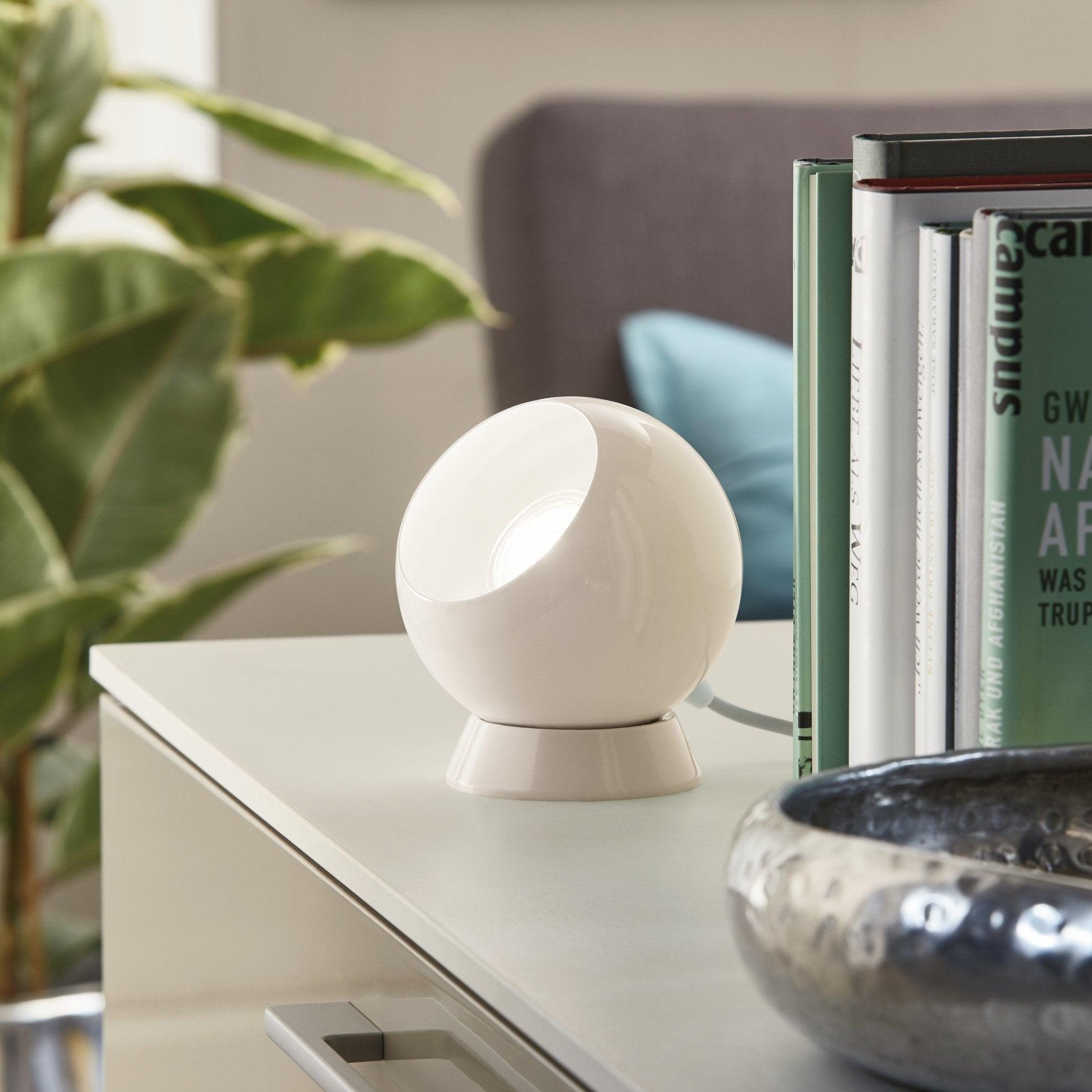 eglo petto 1 white spherical table lamp