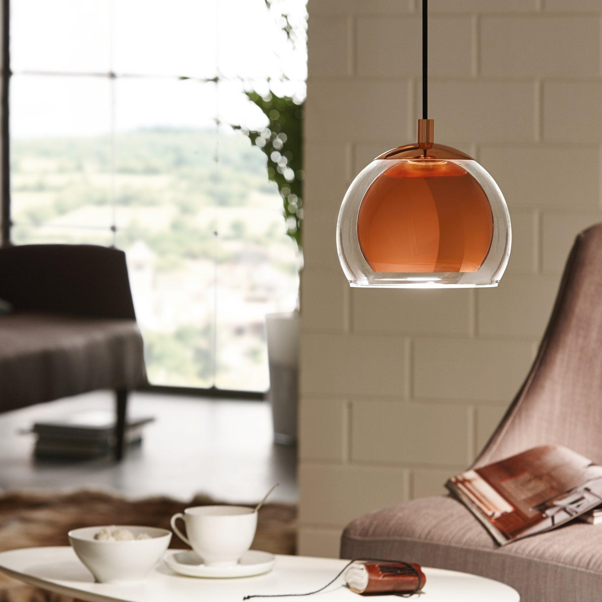 eglo rocamar clear glass copper ceiling pendant