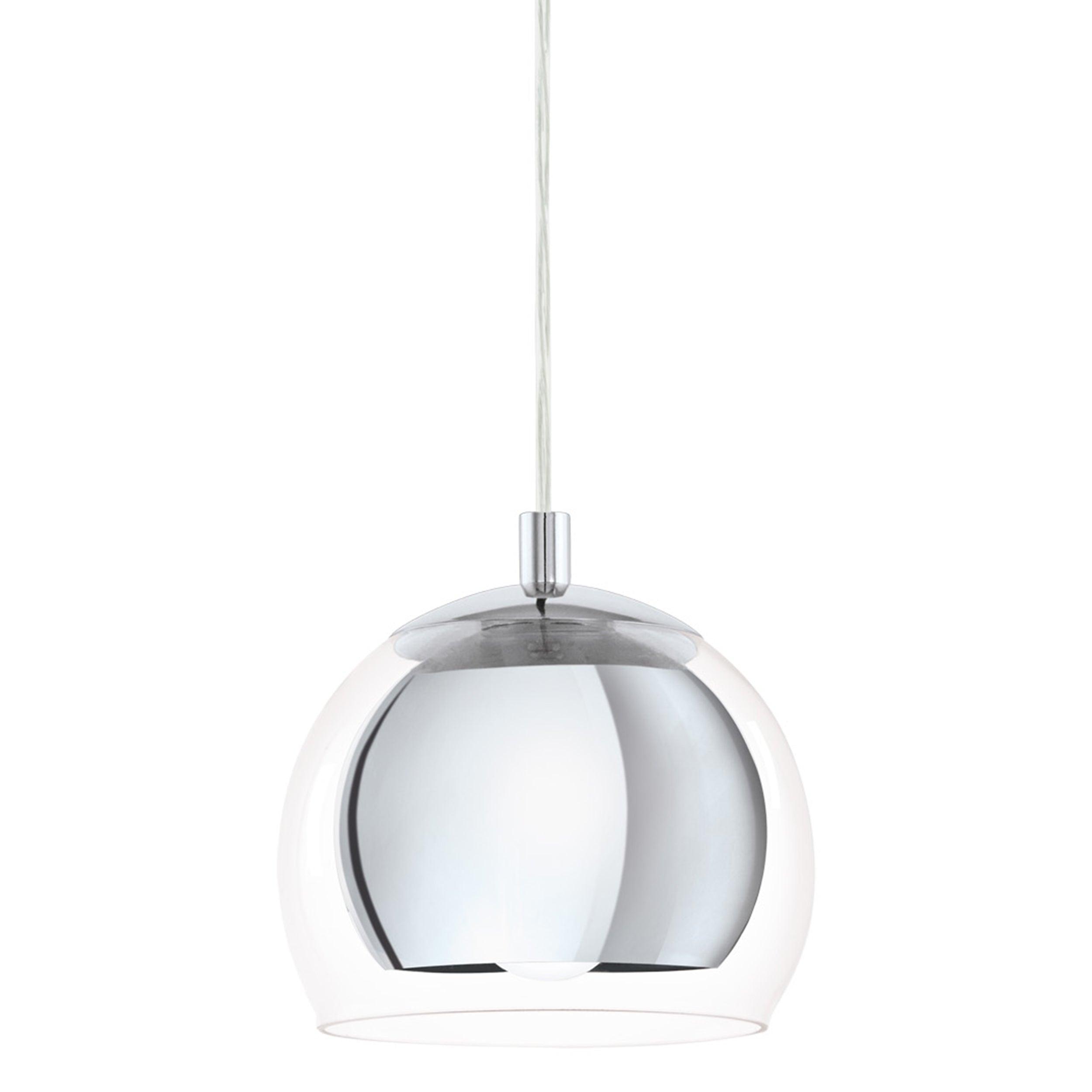 eglo rocamar clear glass chrome ceiling pendant living room close up