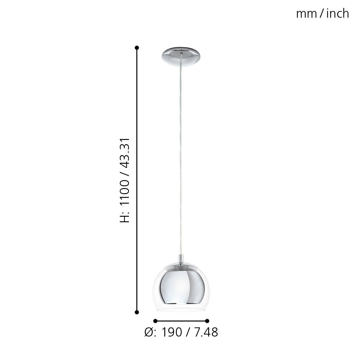 eglo rocamar clear glass chrome ceiling pendant kitchen lighting 