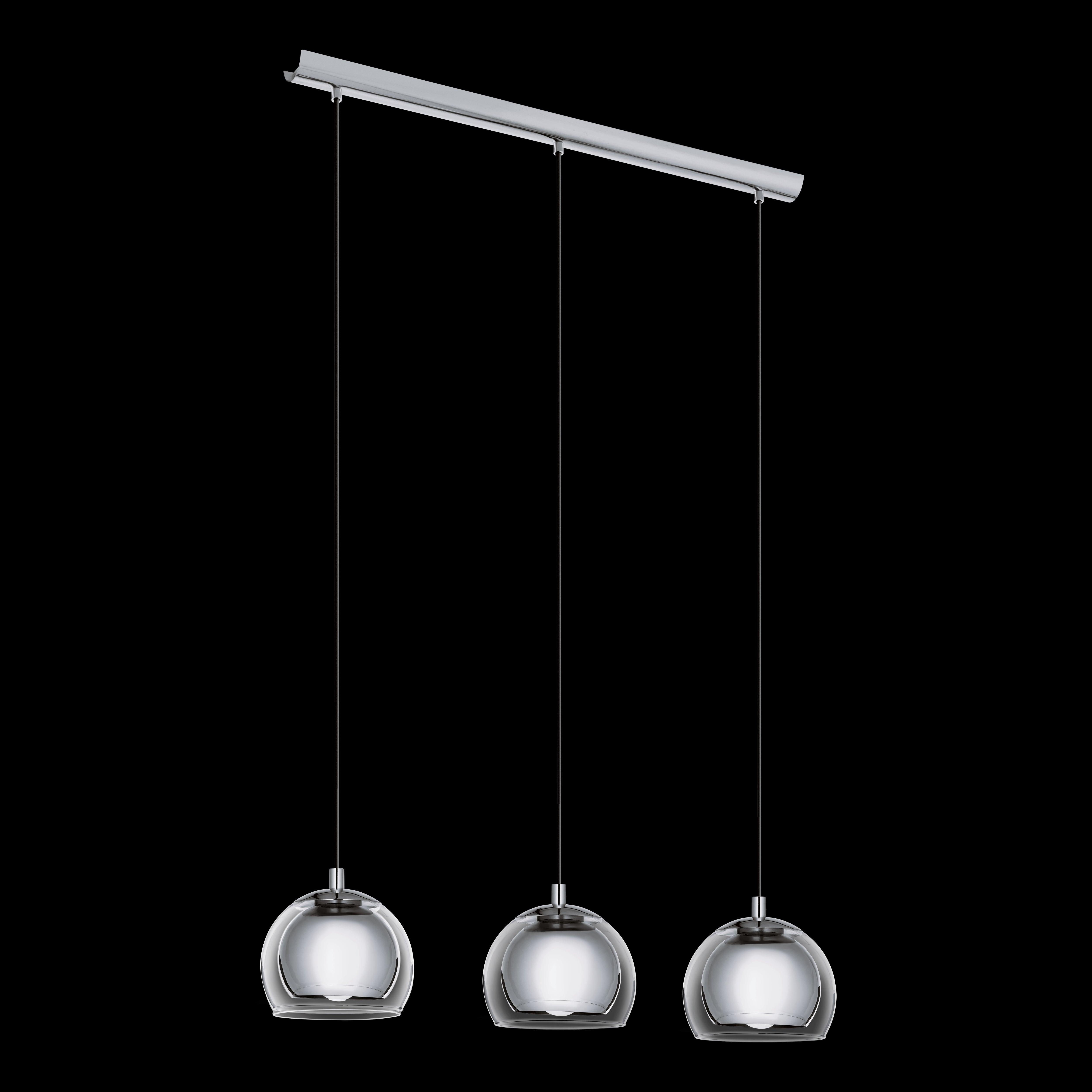 eglo rocamar 3 light clear glass chrome ceiling pendant living room image
