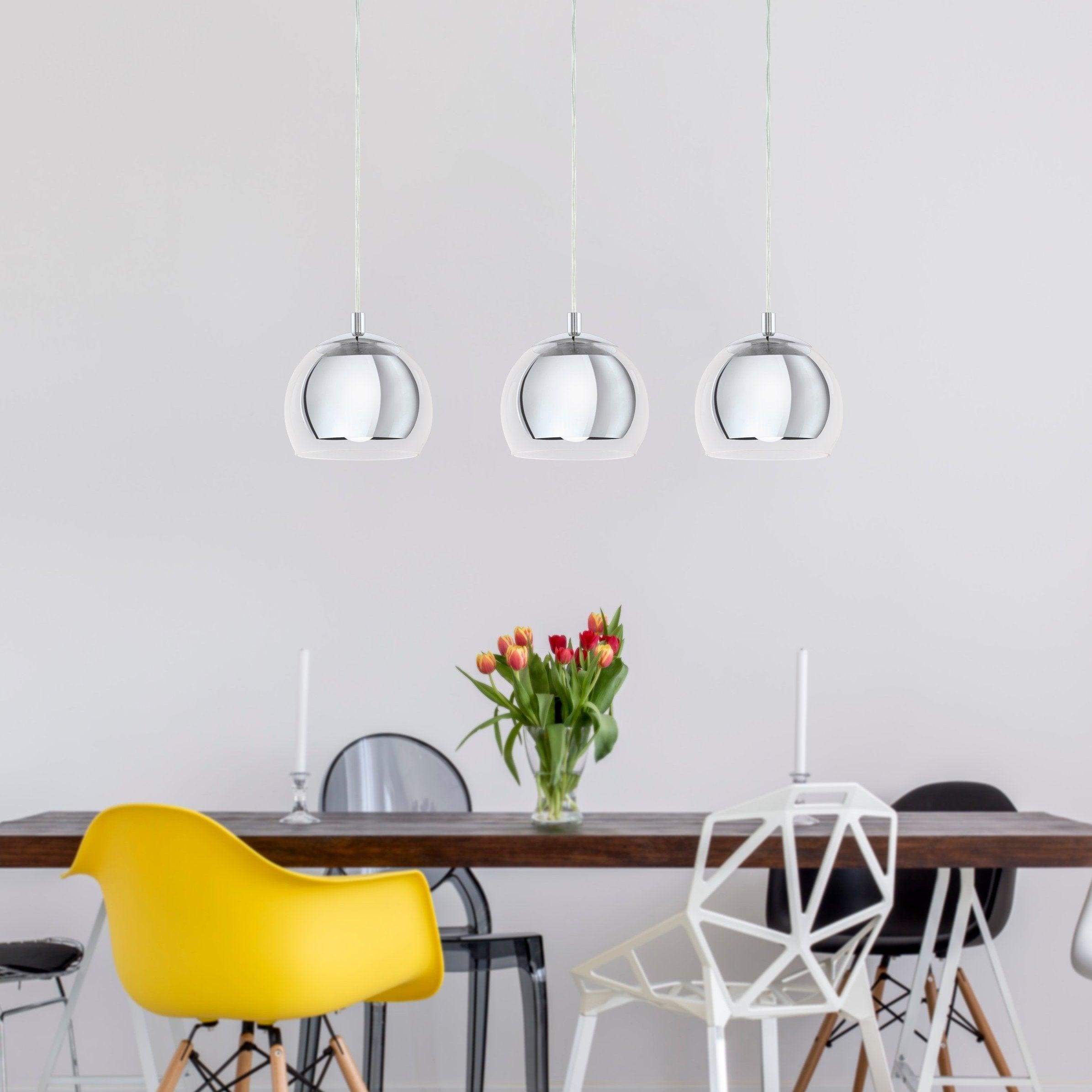eglo rocamar 3 light clear glass chrome ceiling pendant