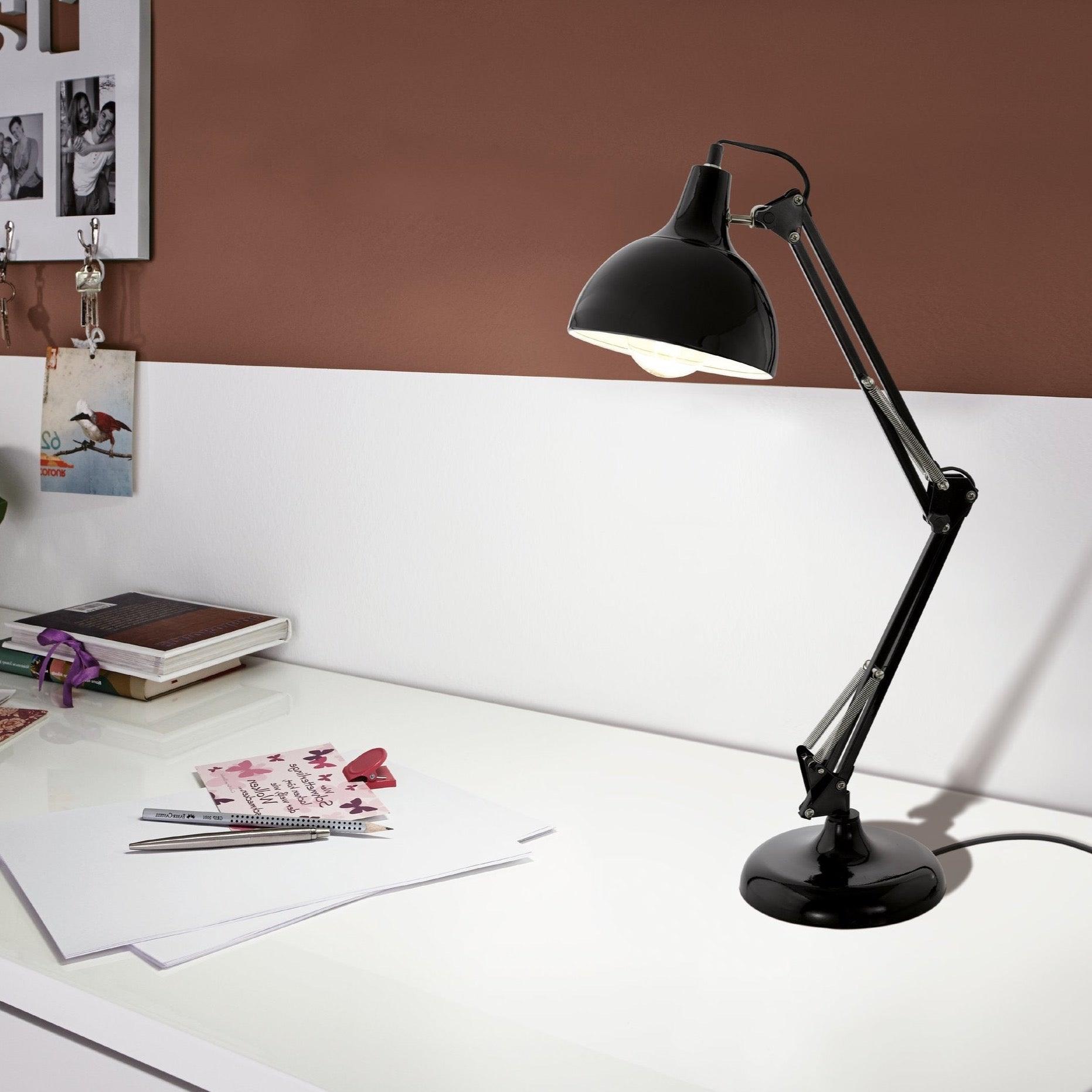 eglo borgillio black metal adjustable desk lamp