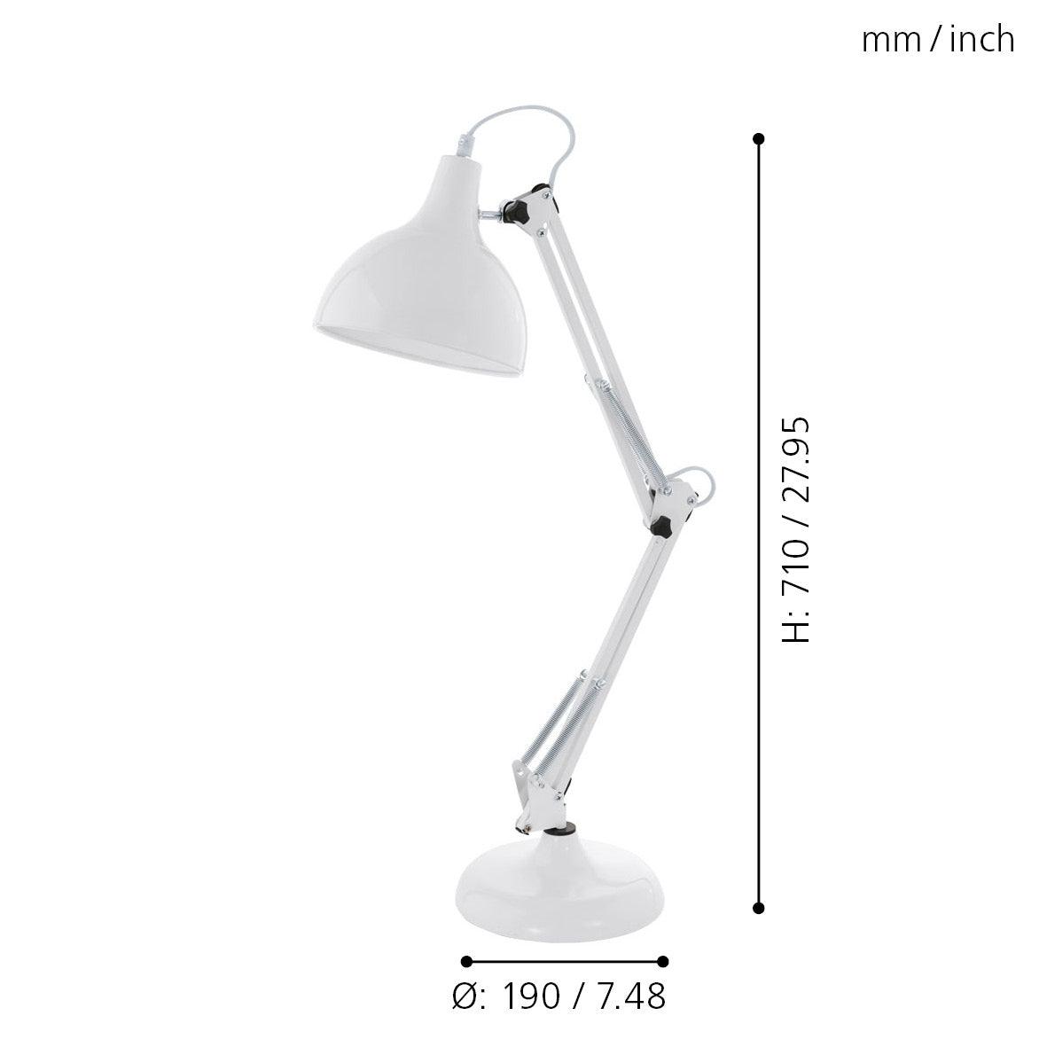 eglo borgillio white metal adjustable desk lamp living room close up