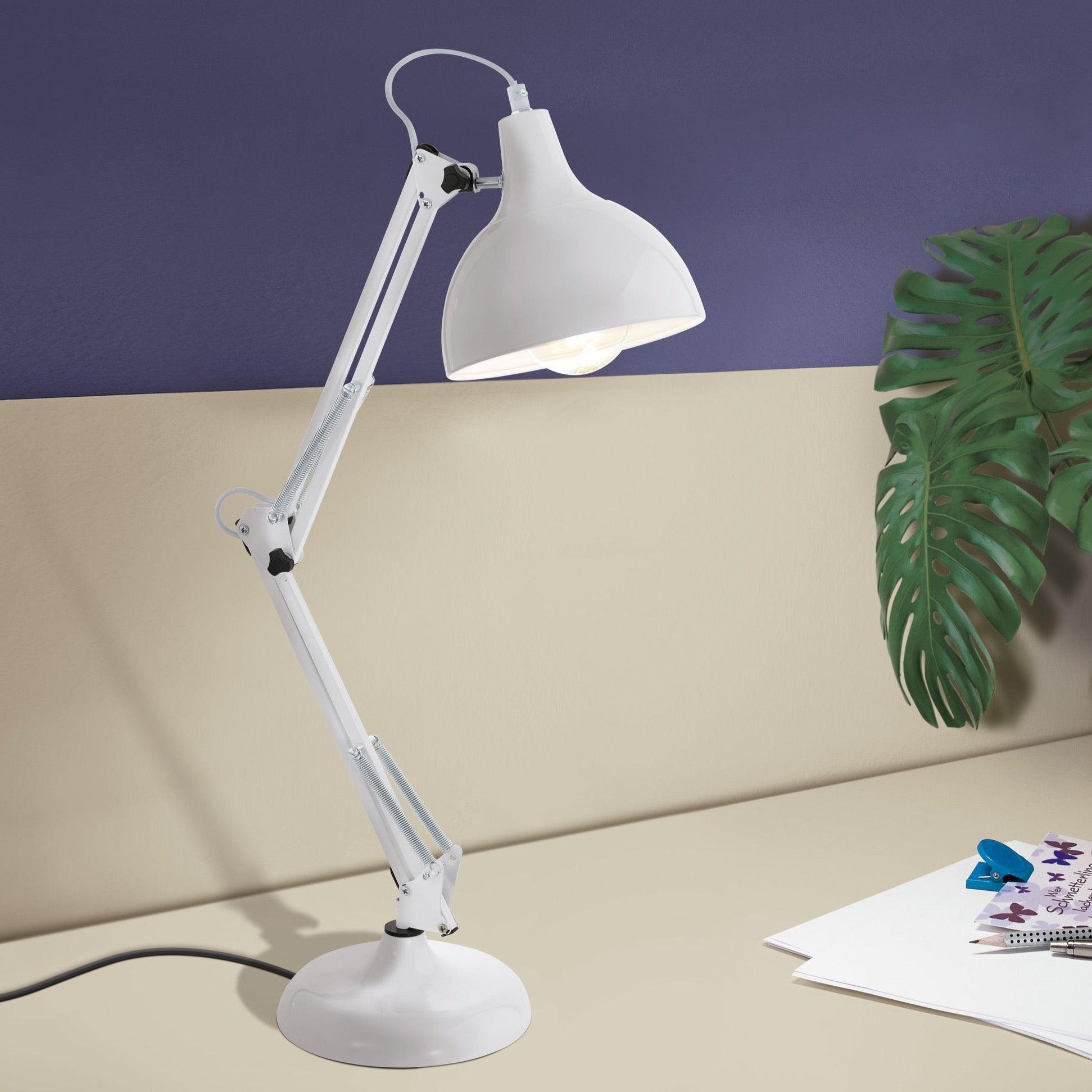eglo borgillio white metal adjustable desk lamp