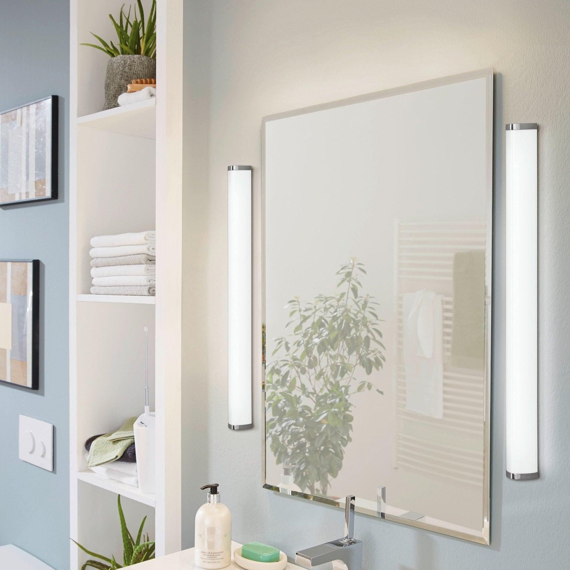 eglo gita 2 ip44 chrome led bathroom wall light 90cm living room image
