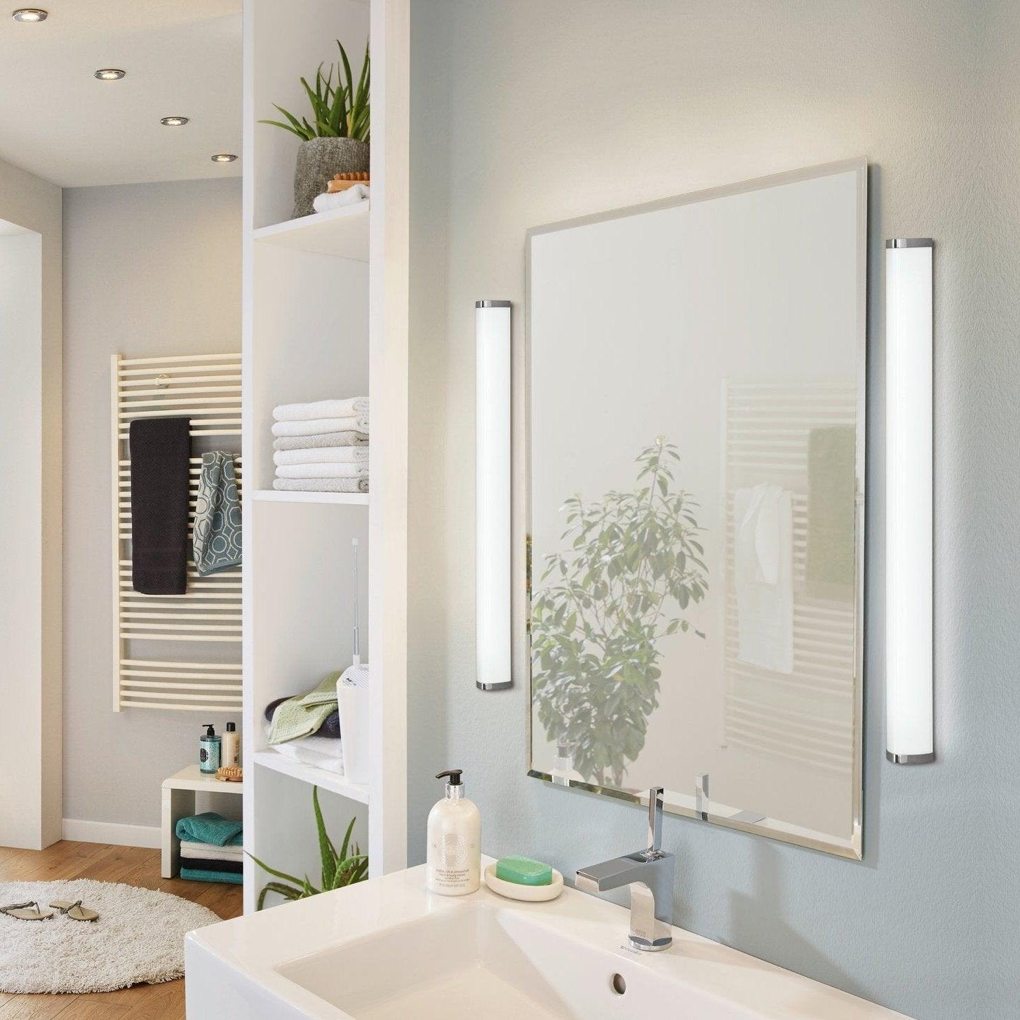 eglo gita 2 ip44 chrome led bathroom wall light 90cm
