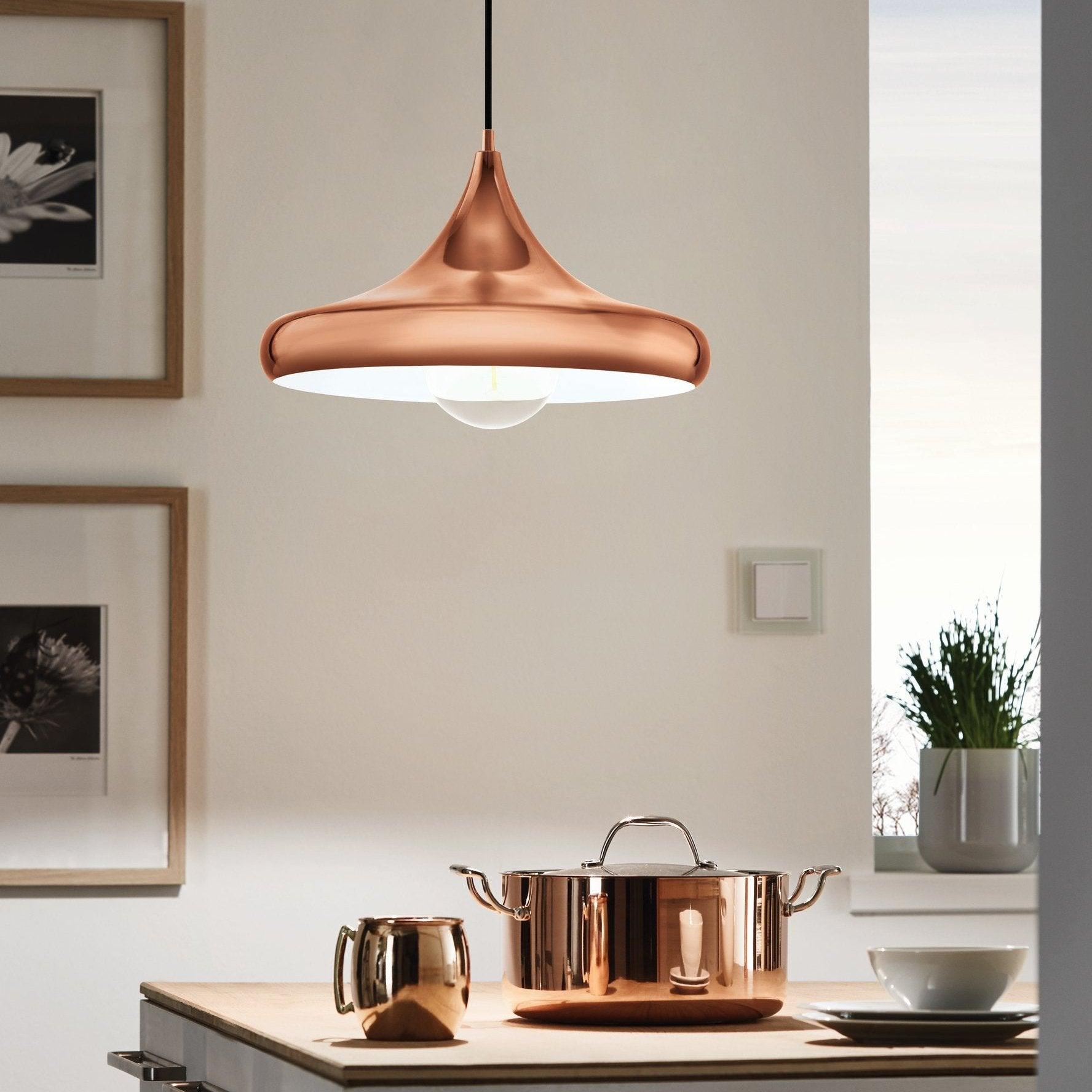 eglo coretto 2 round copper canopy ceiling pendant