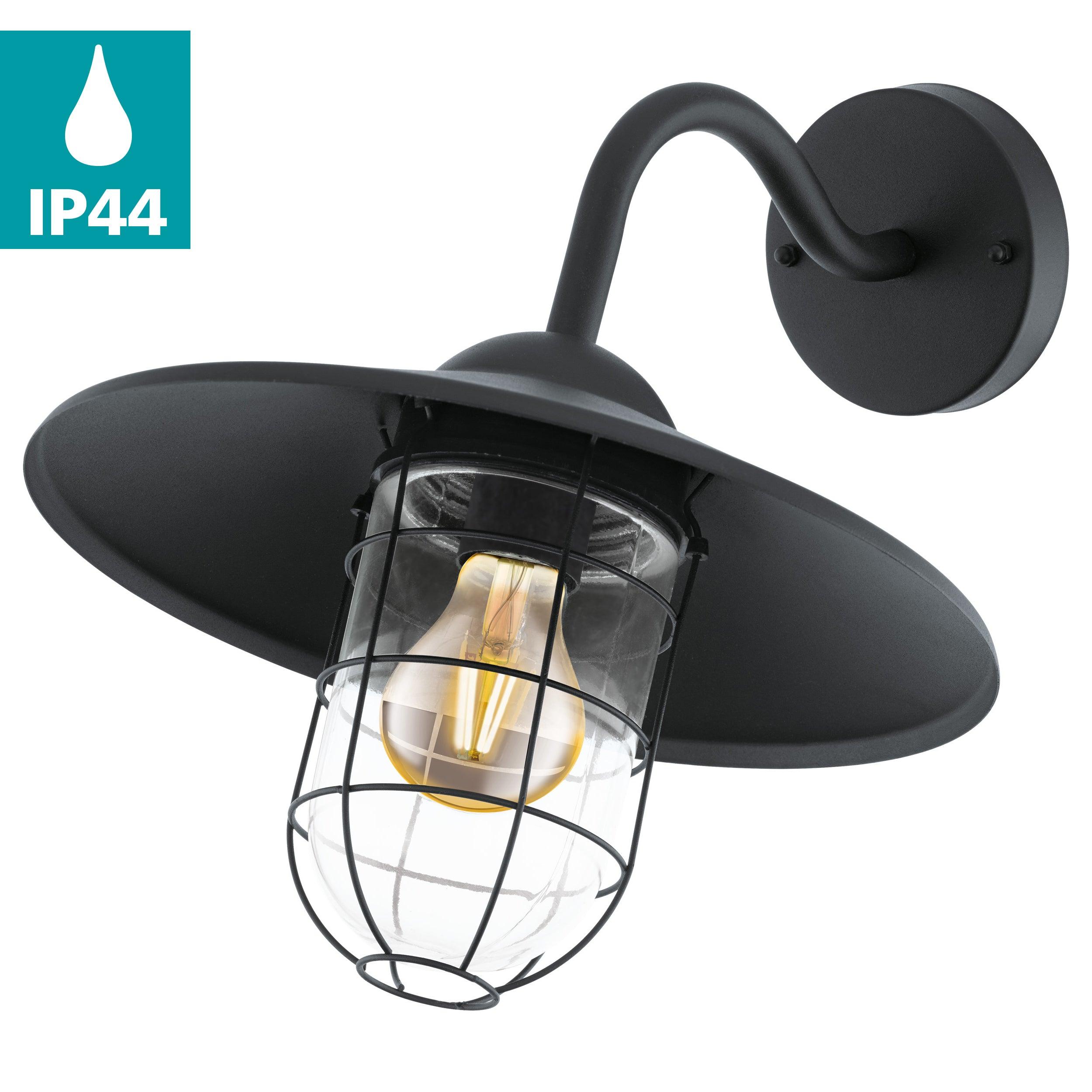 eglo melgoa black ip44 outdoor wall light kitchen lighting 