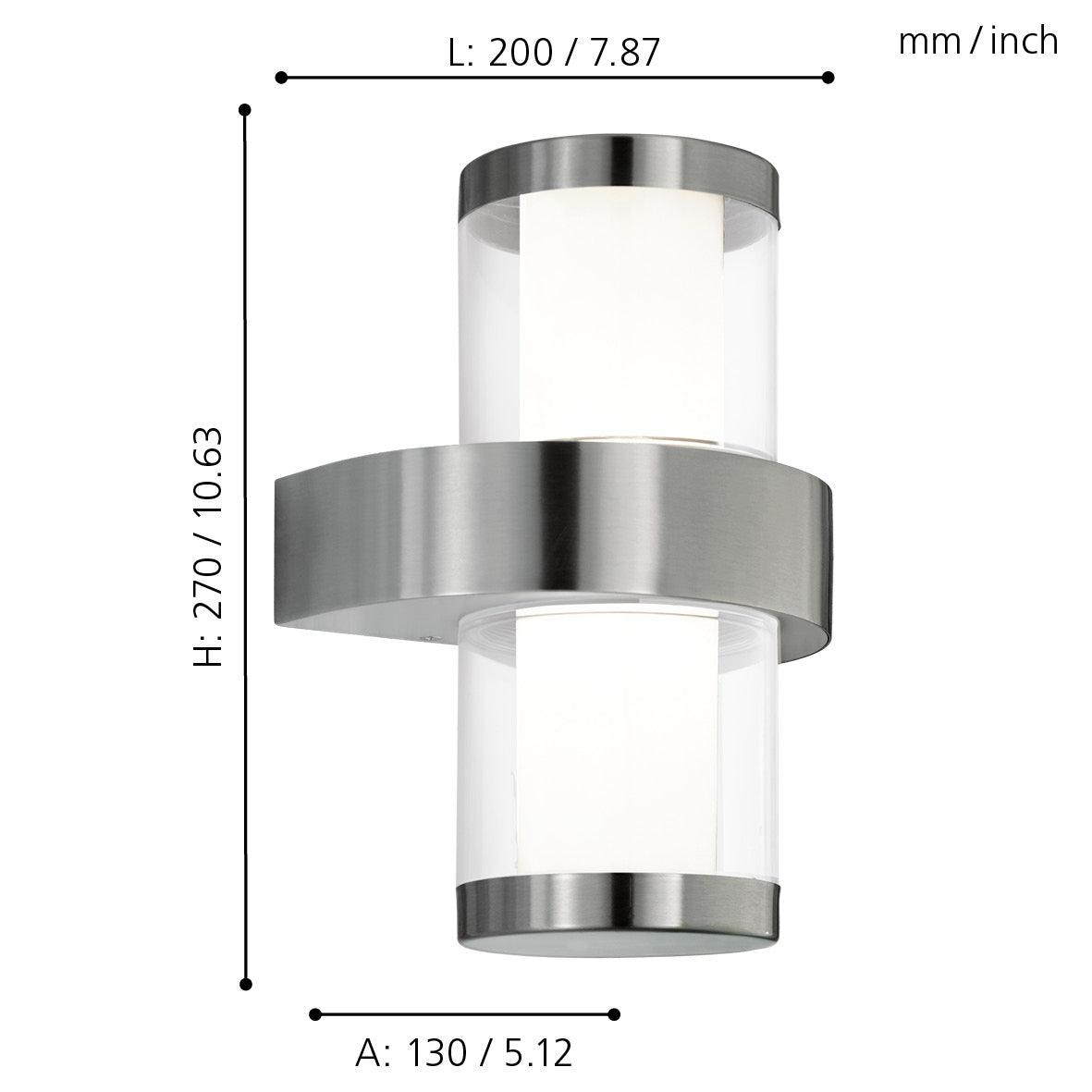 eglo beverly 1 stainless steel led outdoor wall light ip44 kitchen lighting 