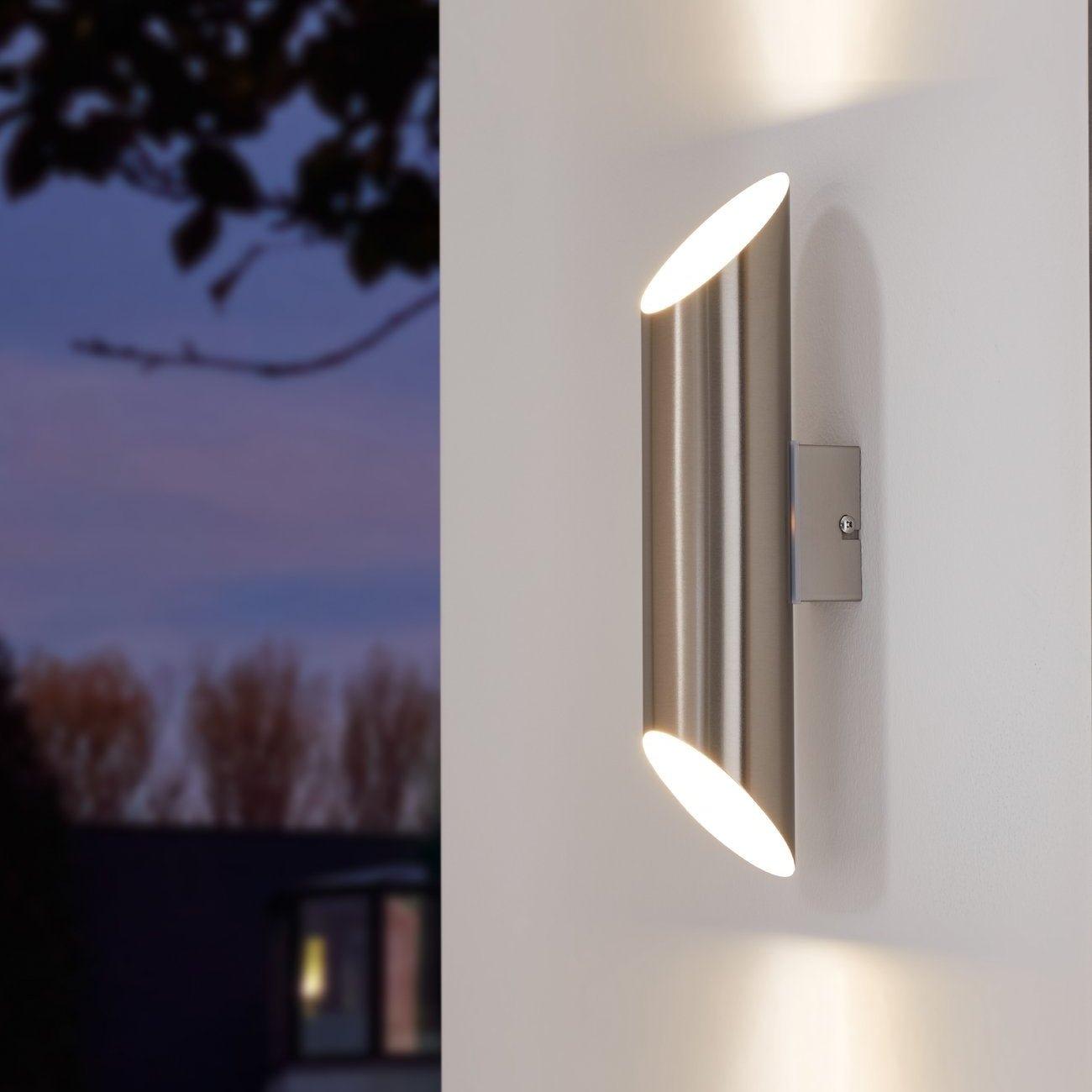eglo agolada stainless steel up down led outdoor wall light