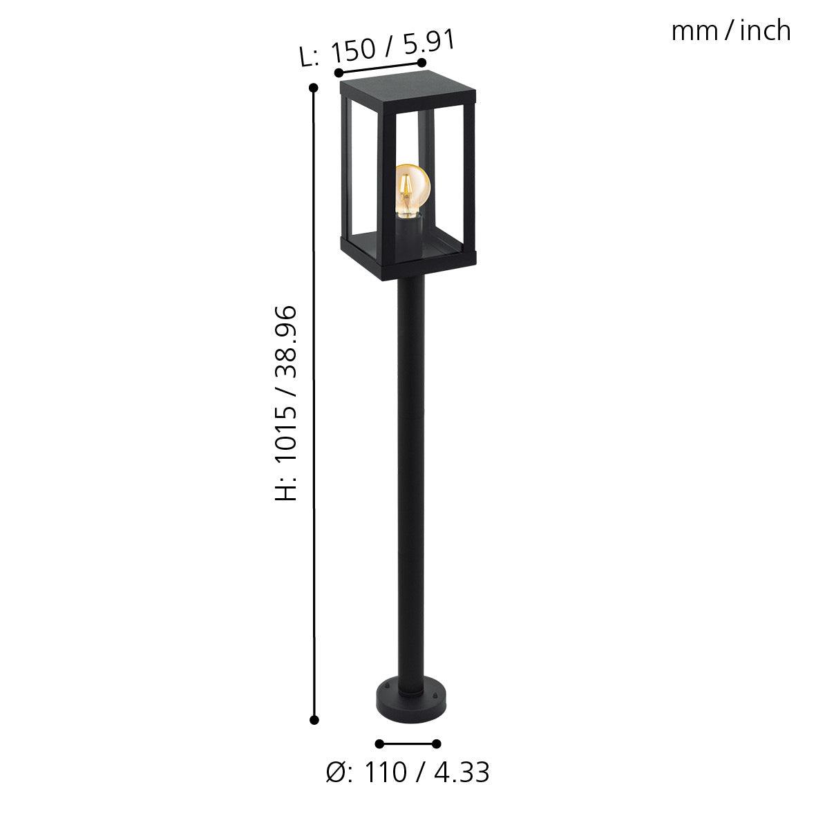 eglo alamonte 1 black post pathway outdoor ip44 light kitchen lighting 