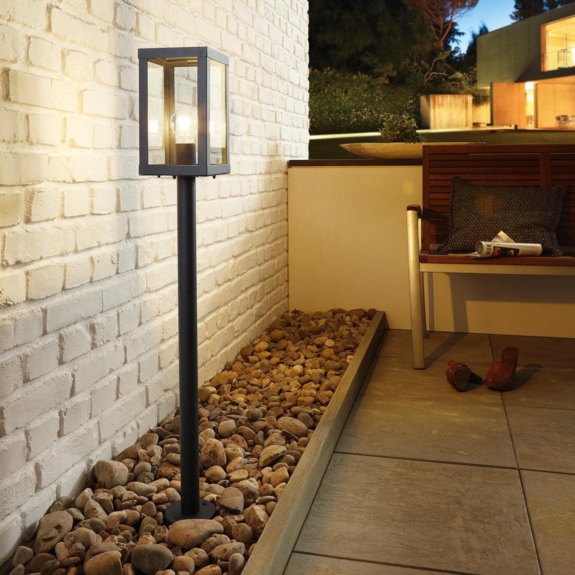 eglo alamonte 1 black post pathway outdoor ip44 light living room image