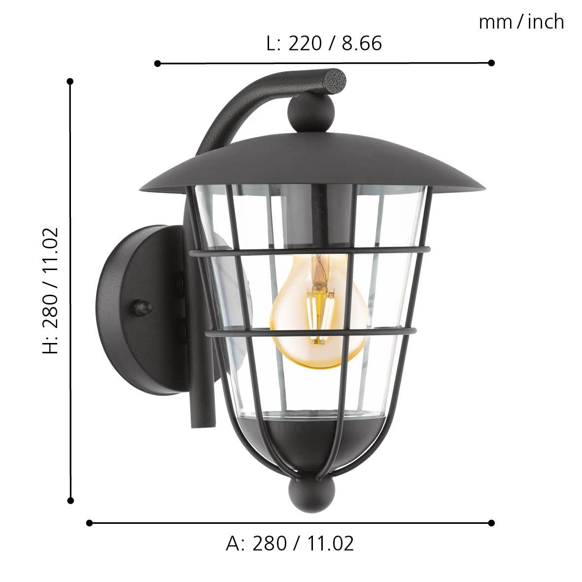 Eglo Pulfero Black Lantern IP44 Outdoor Wall Light-warehouse-40