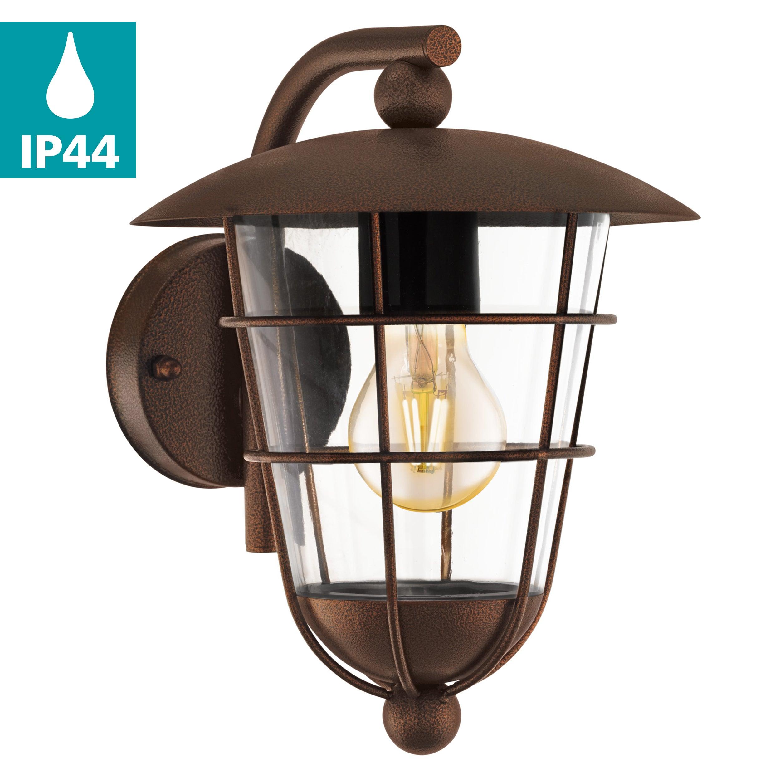 eglo pulfero 1 brown lantern style ip44 outdoor wall light kitchen lighting 