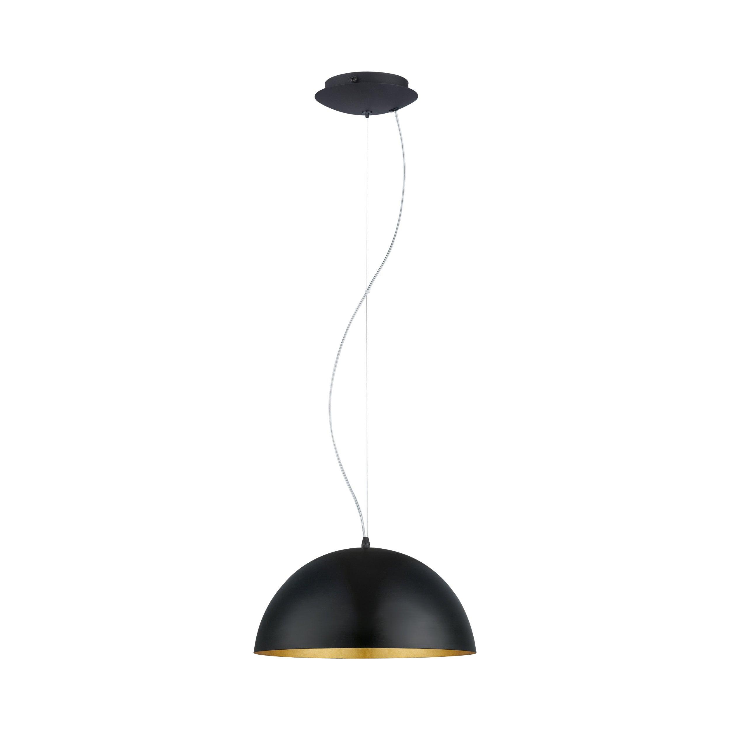 eglo gaetano 1 round black gold ceiling pendant 38cm