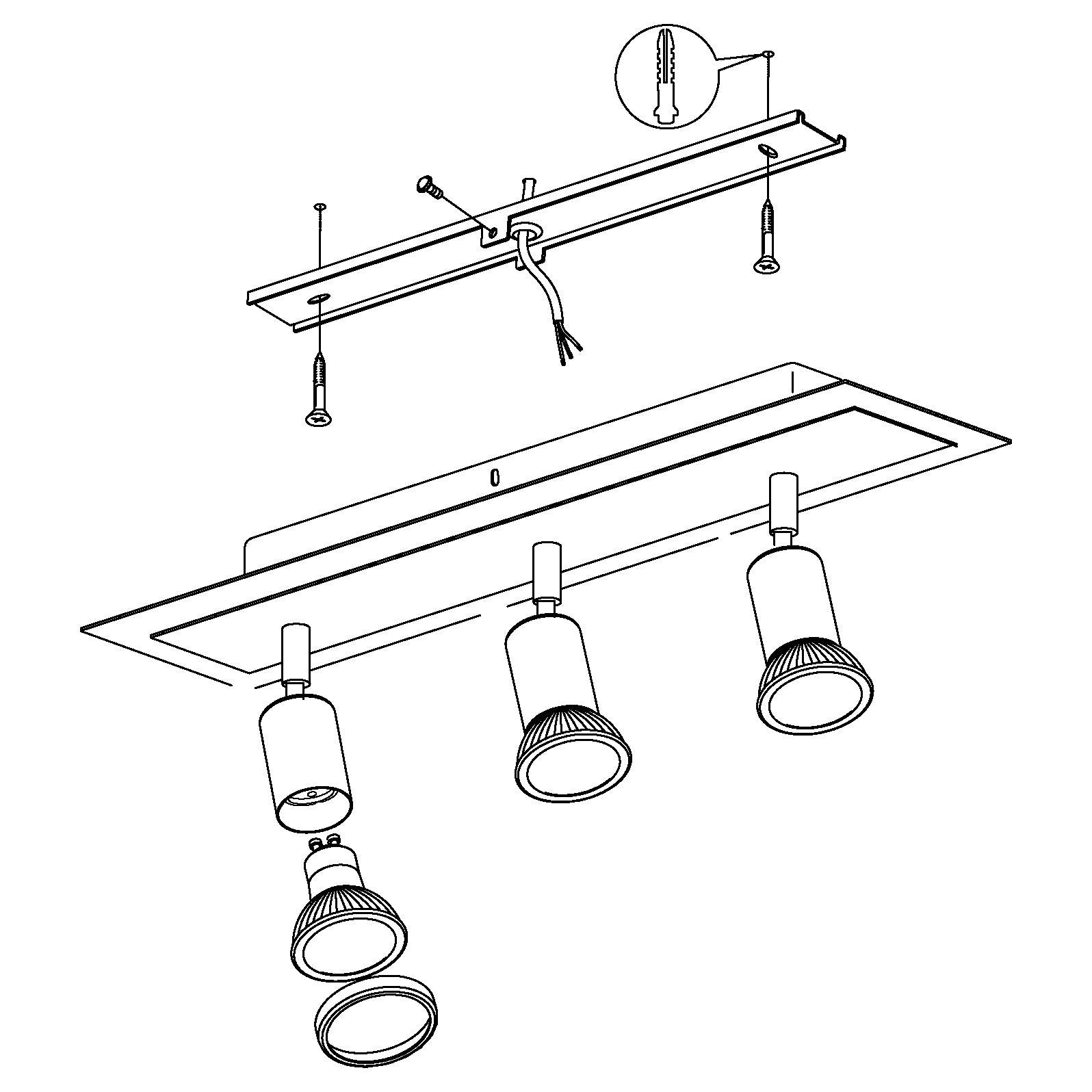 eglo sarria white chrome 3 light bar spotlight hallway lighting 