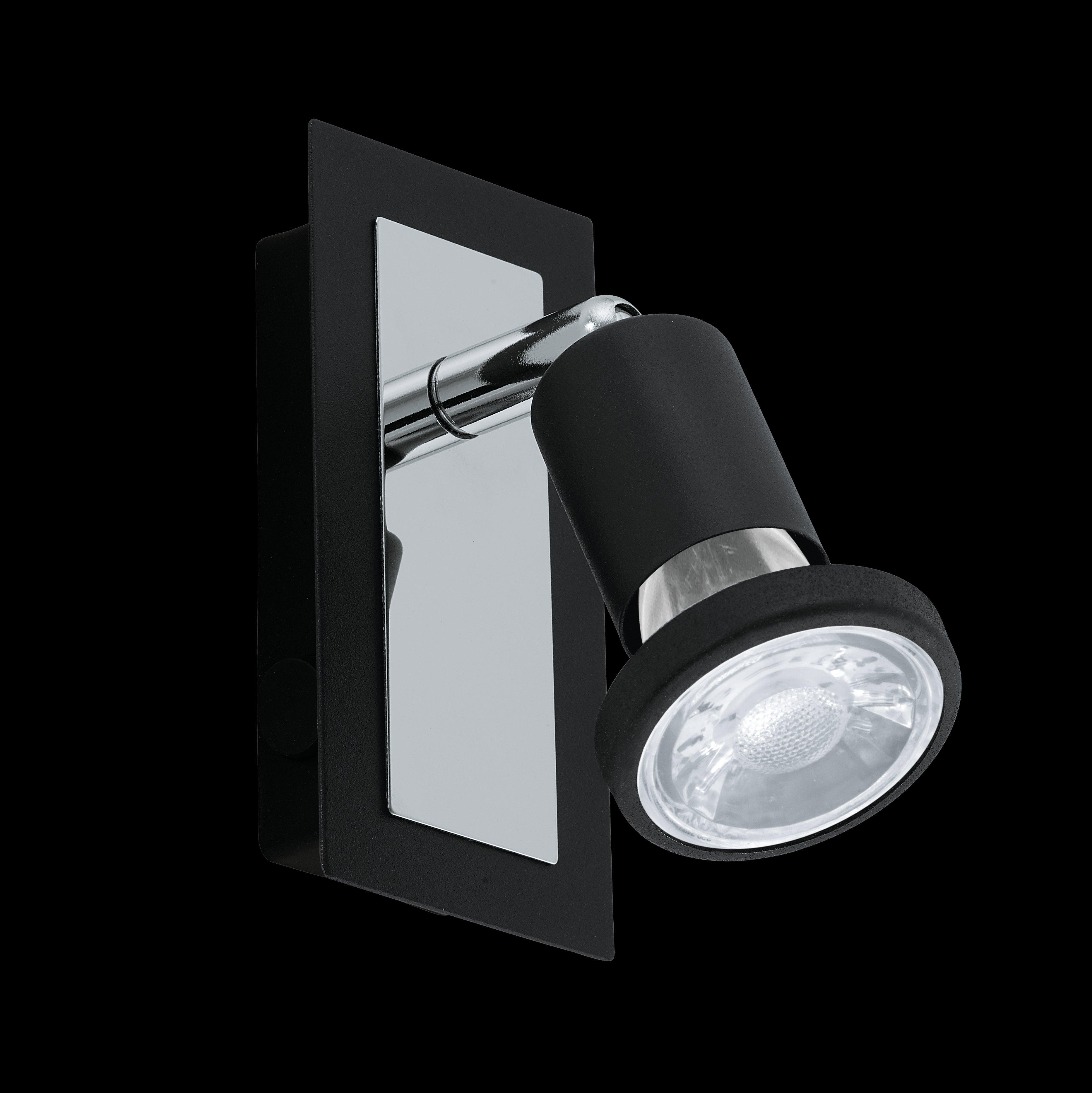 eglo sarria black chrome wall spotlight living room image