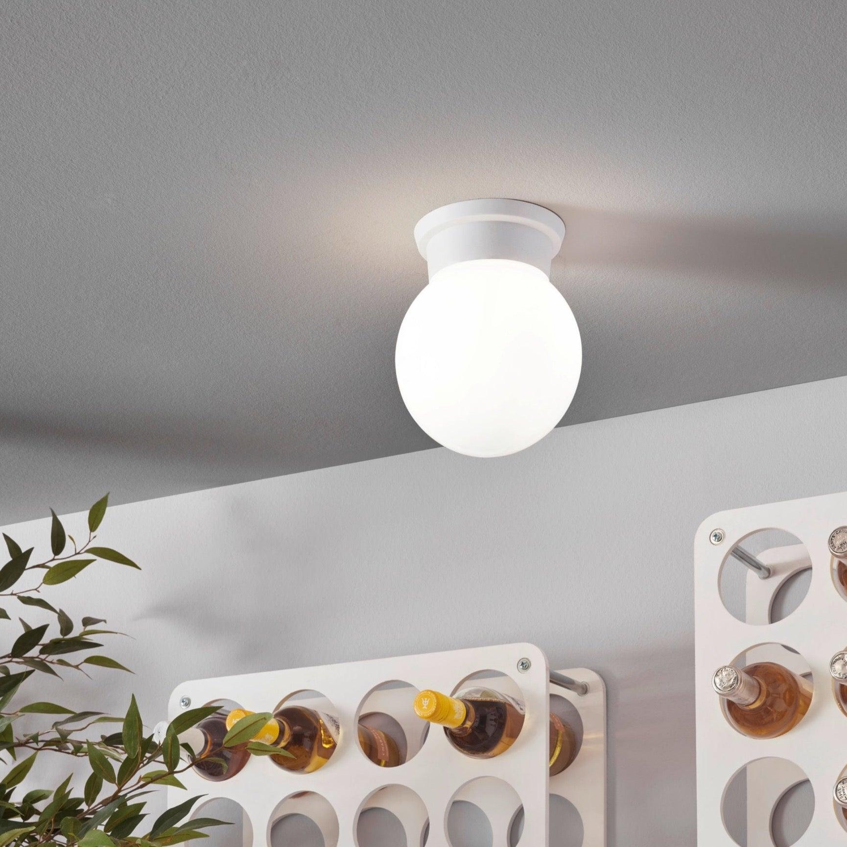 eglo durelo flush white globe glass ceiling light living room image