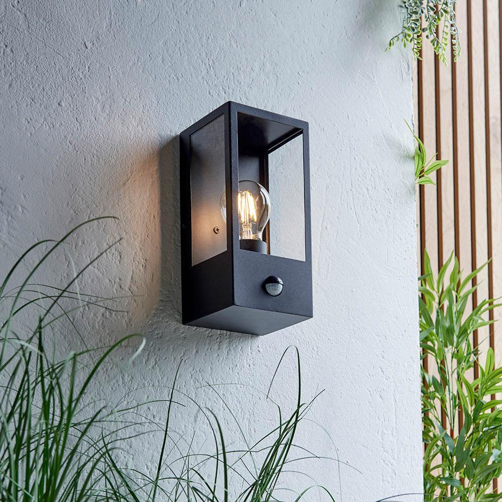 Endon Oxford Black Outdoor Wall Light With PIR Sensor-OB-180926
