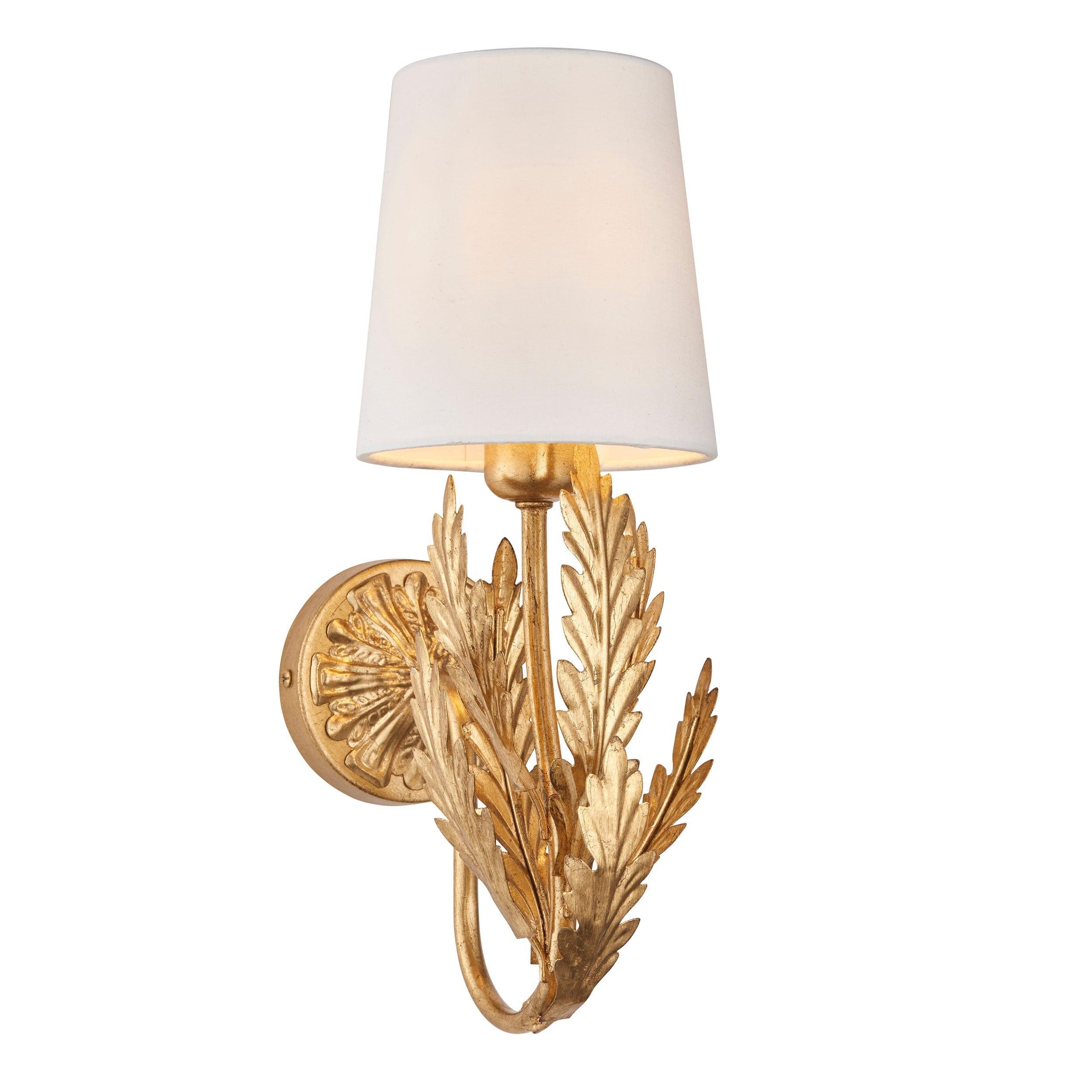 Endon Delphine Gold Wall Light With Ivory Shade-WAREHOUSE-40-290626