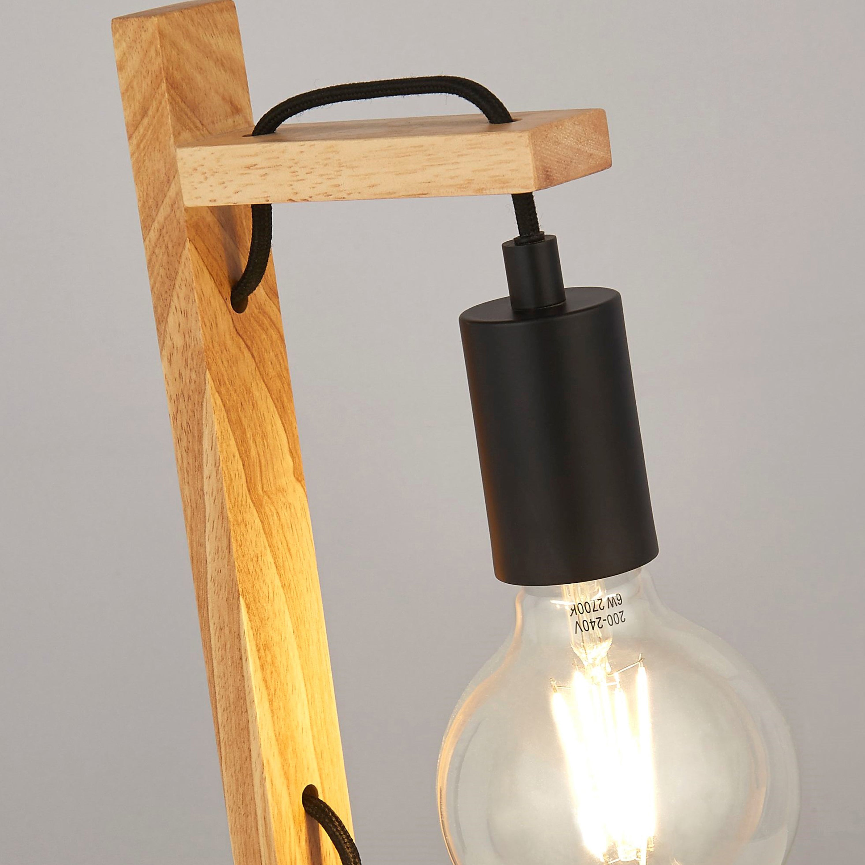 Searchlight Woody Wood & Black Table Lamp