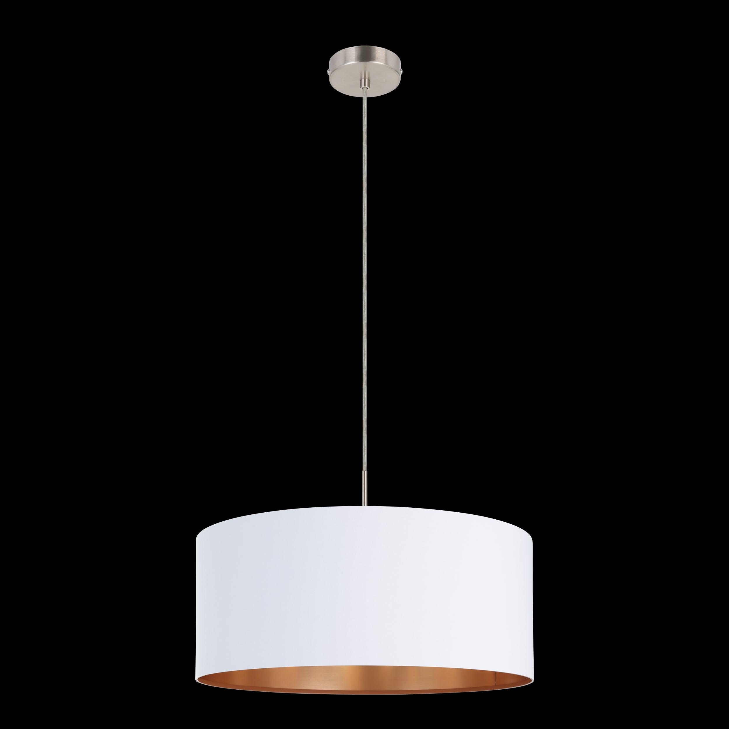 eglo pasteri white fabric copper ceiling pendant 53cm living room image
