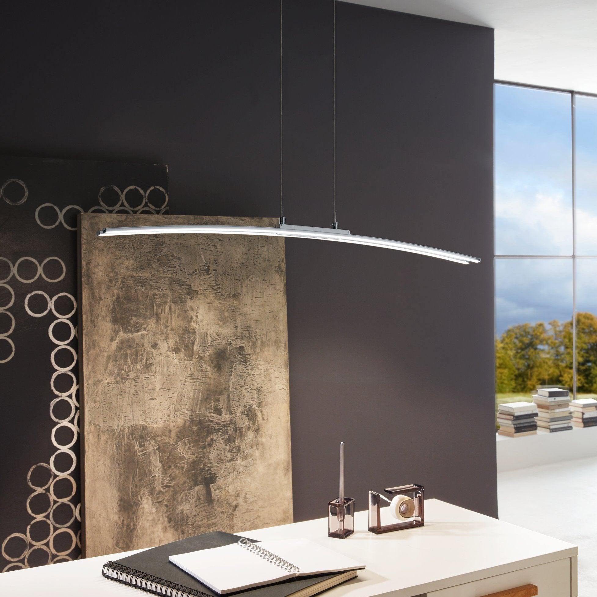 eglo lasana led chrome curved ceiling pendant