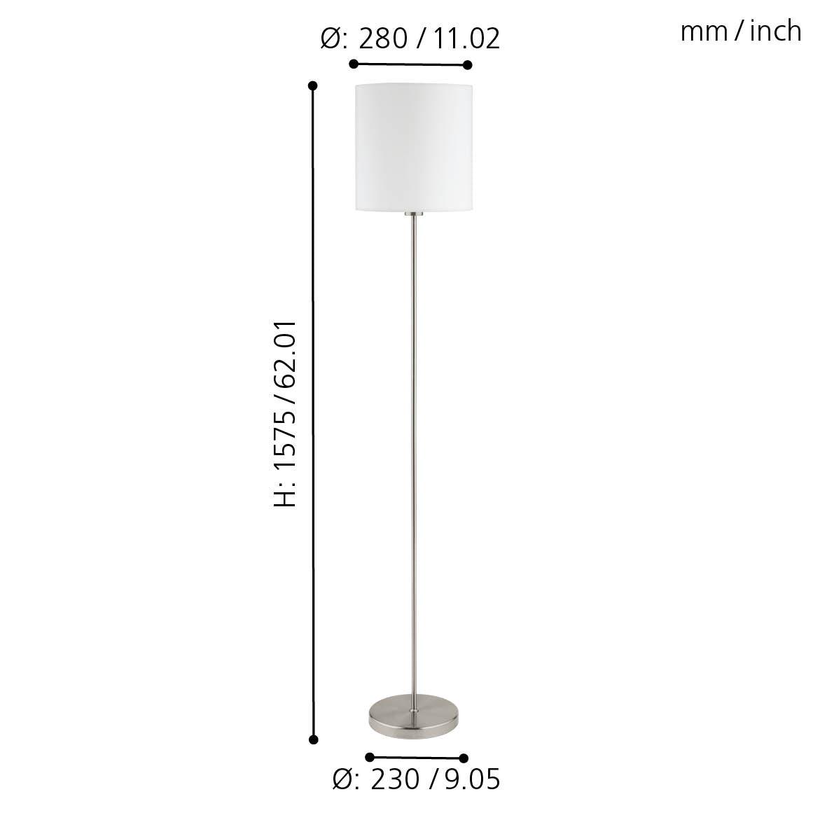 eglo pasteri nickel floor lamp with white fabric shade Hallway Lighting Close up