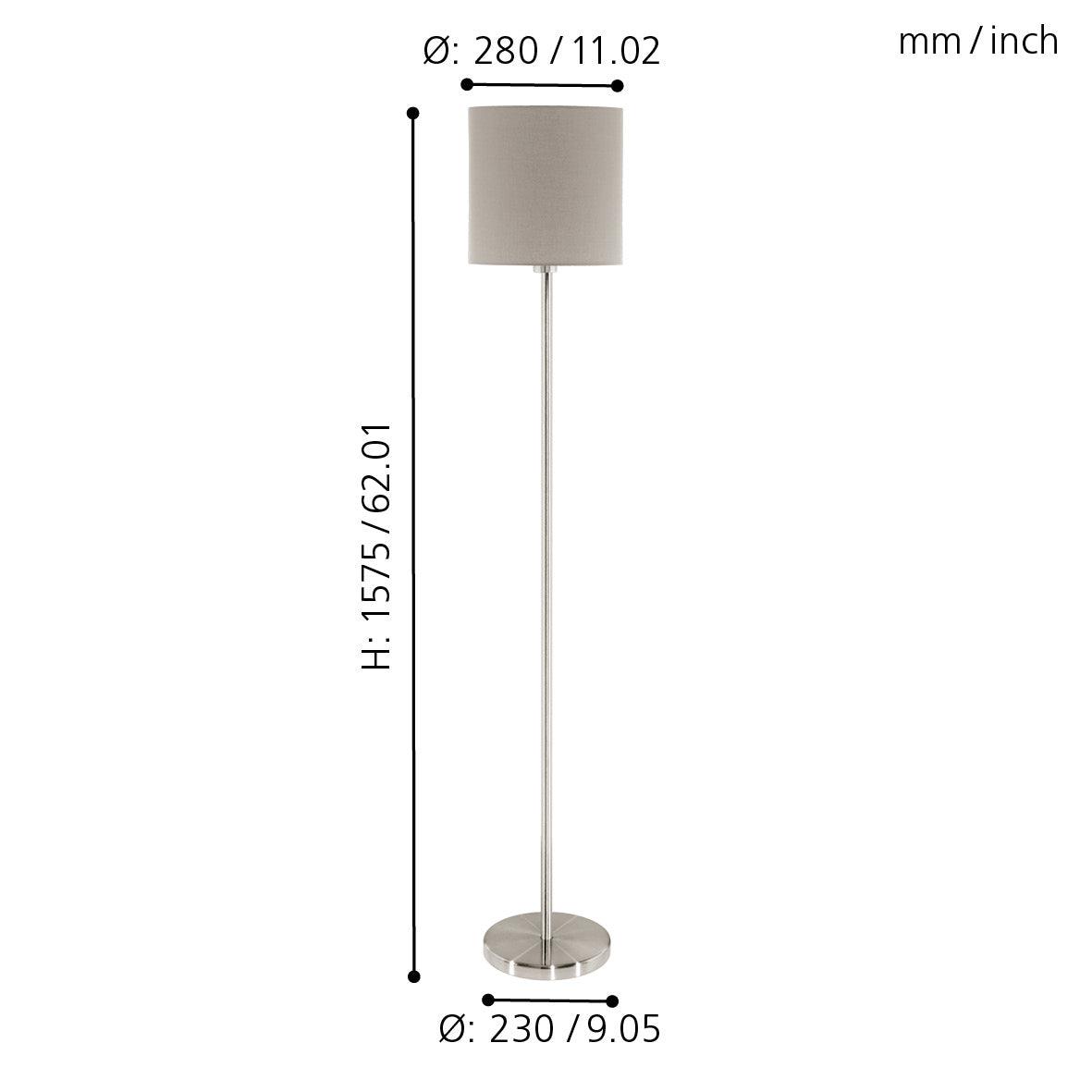 eglo pasteri nickel floor lamp with taupe fabric shade kitchen lighting 