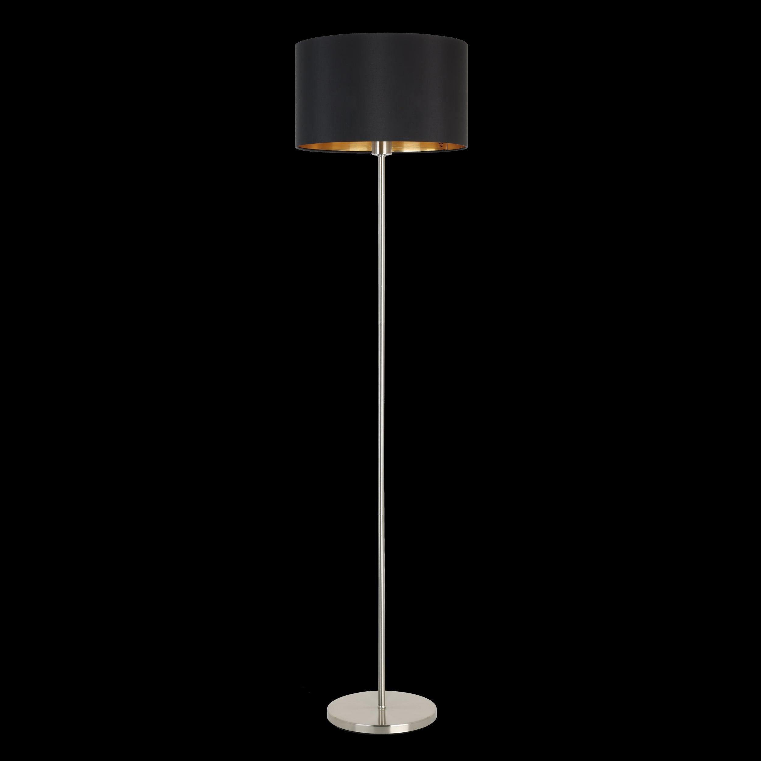 eglo maserlo nickel floor lamp with black gold fabric shade kitchen lighting 