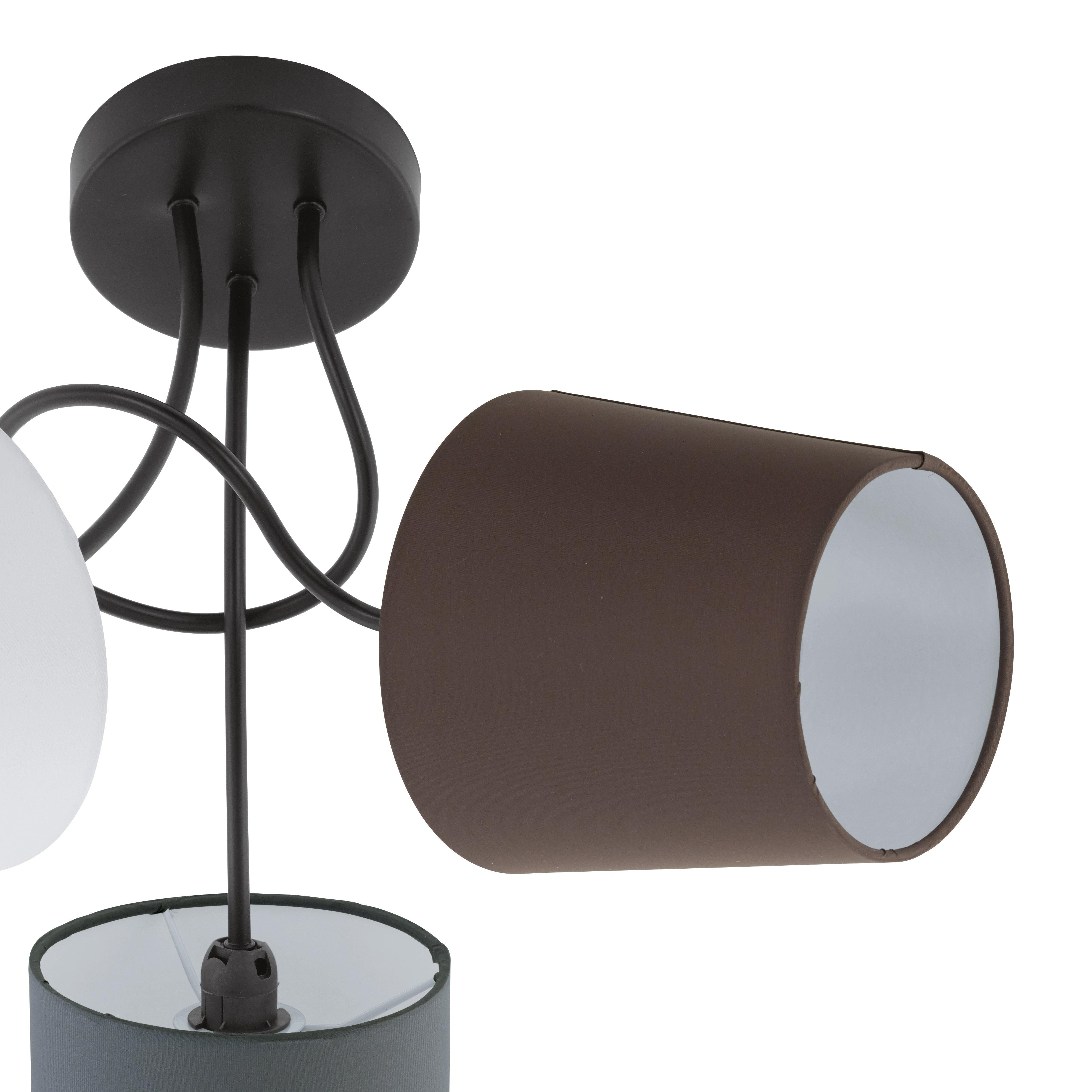 eglo almeida 3 light semi flush grey white brown shades kitchen lighting 