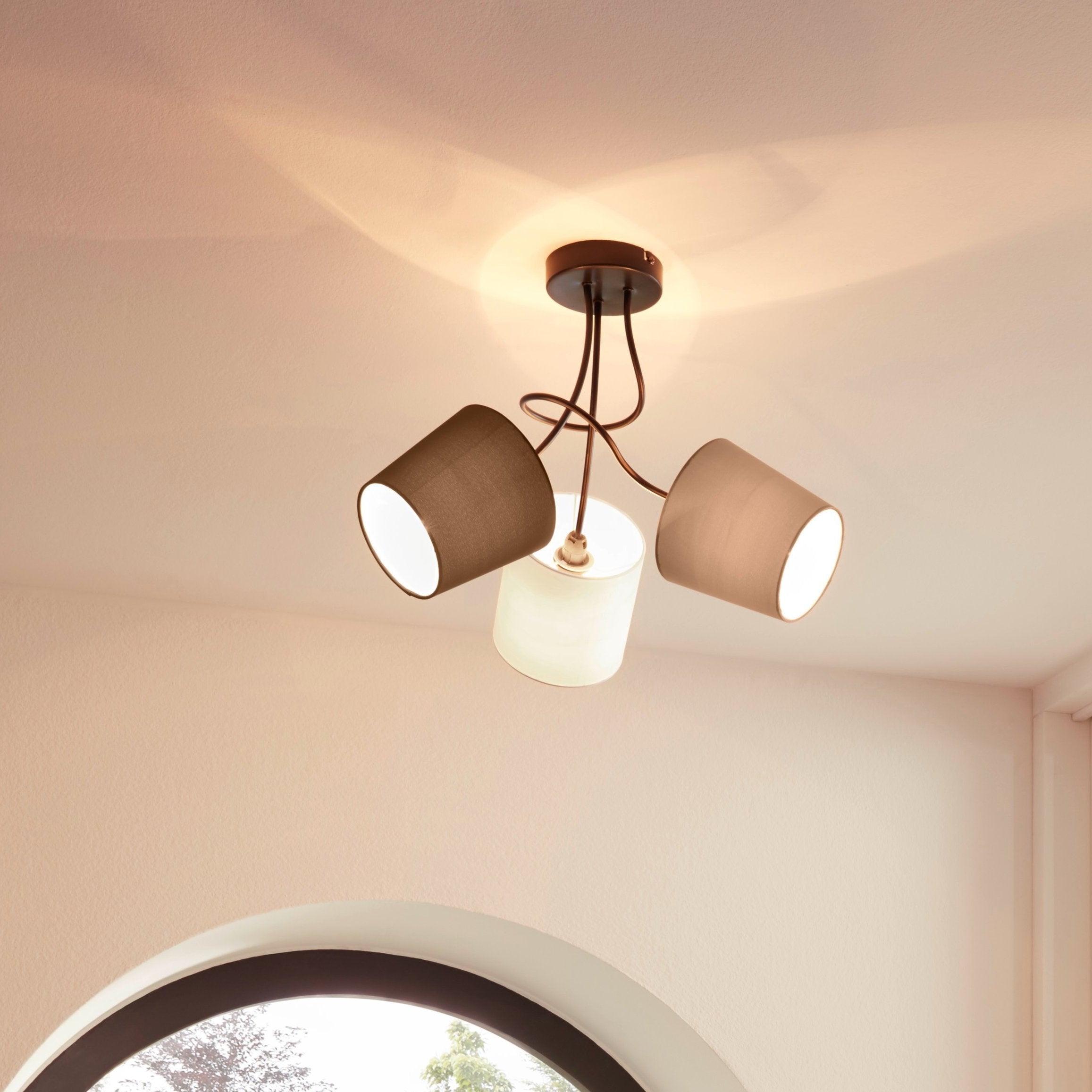 eglo almeida 3 light semi flush grey white brown shades living room image