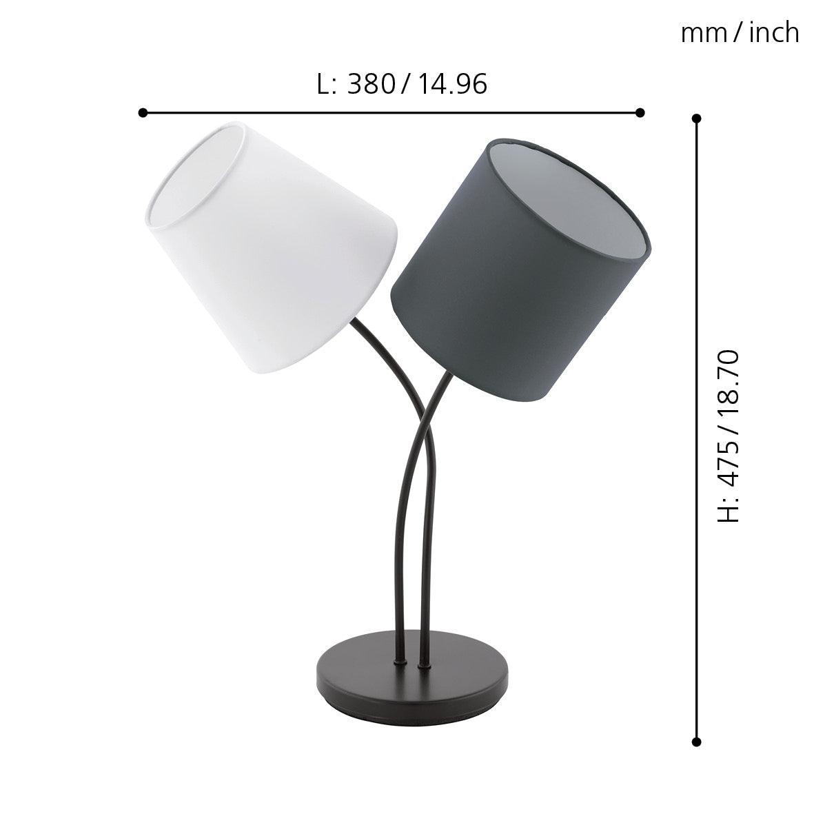eglo almeida 2 light black table lamp living room close up
