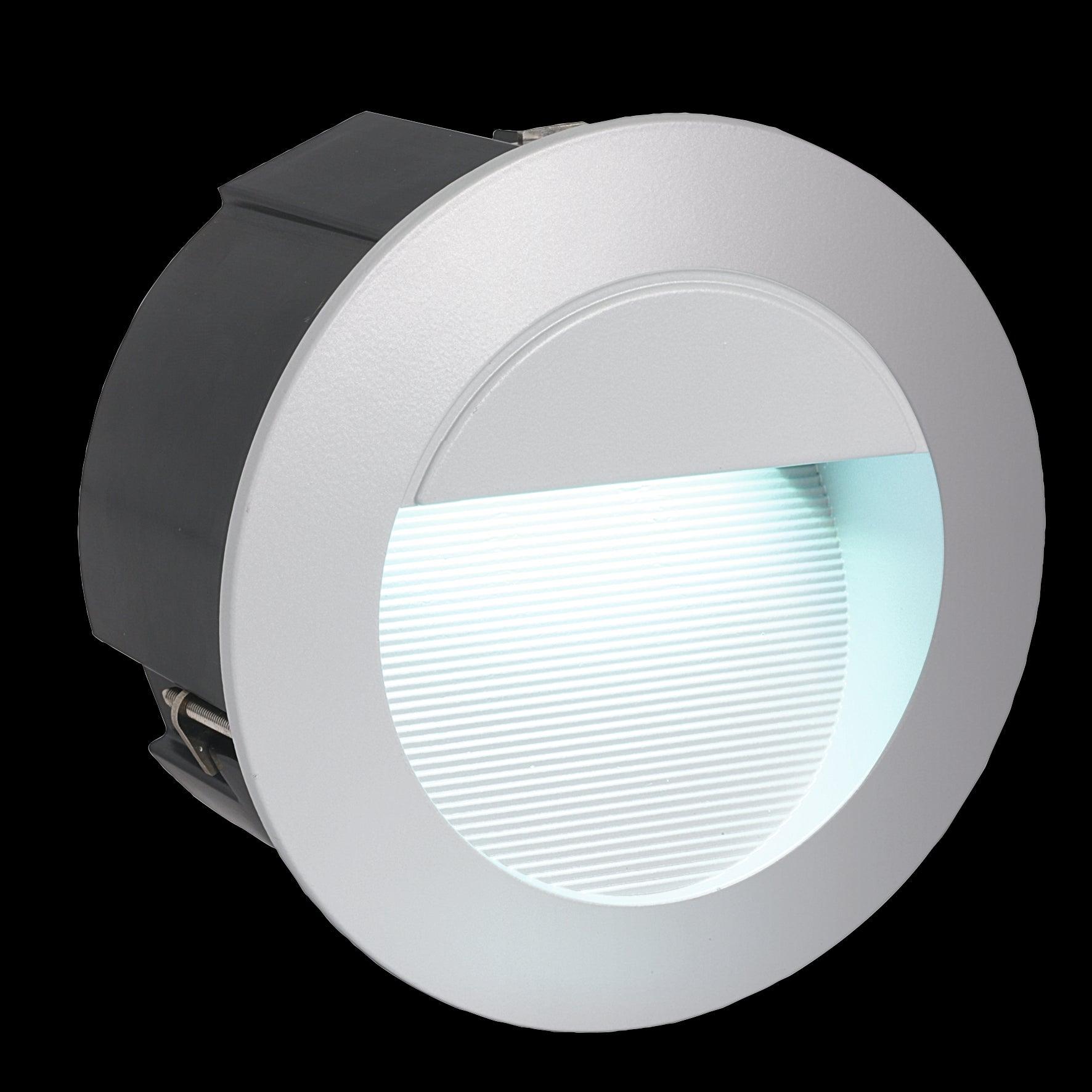 eglo zimba led silver outdoor round recessed wall light living room image