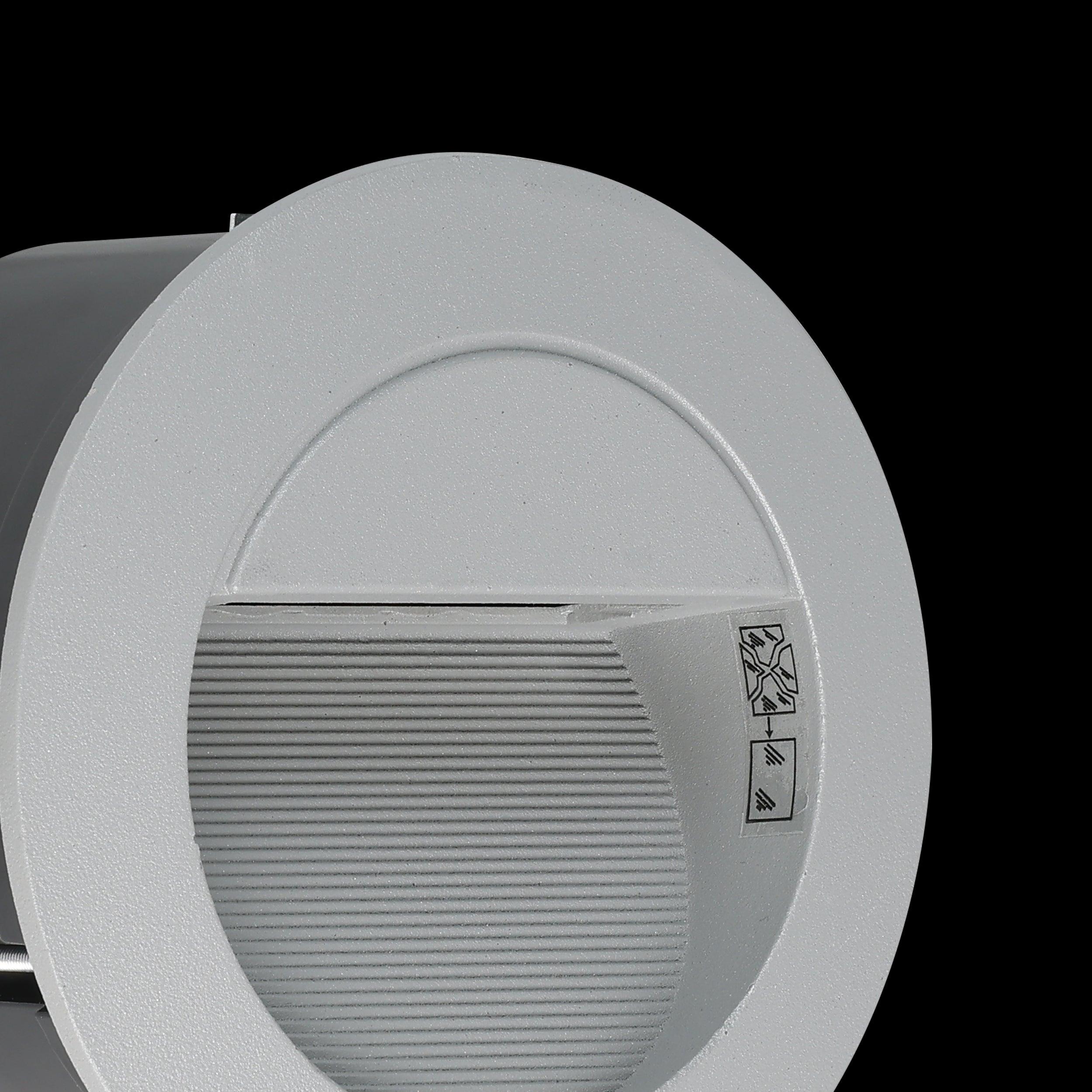eglo zimba led silver outdoor round recessed wall light living room close up