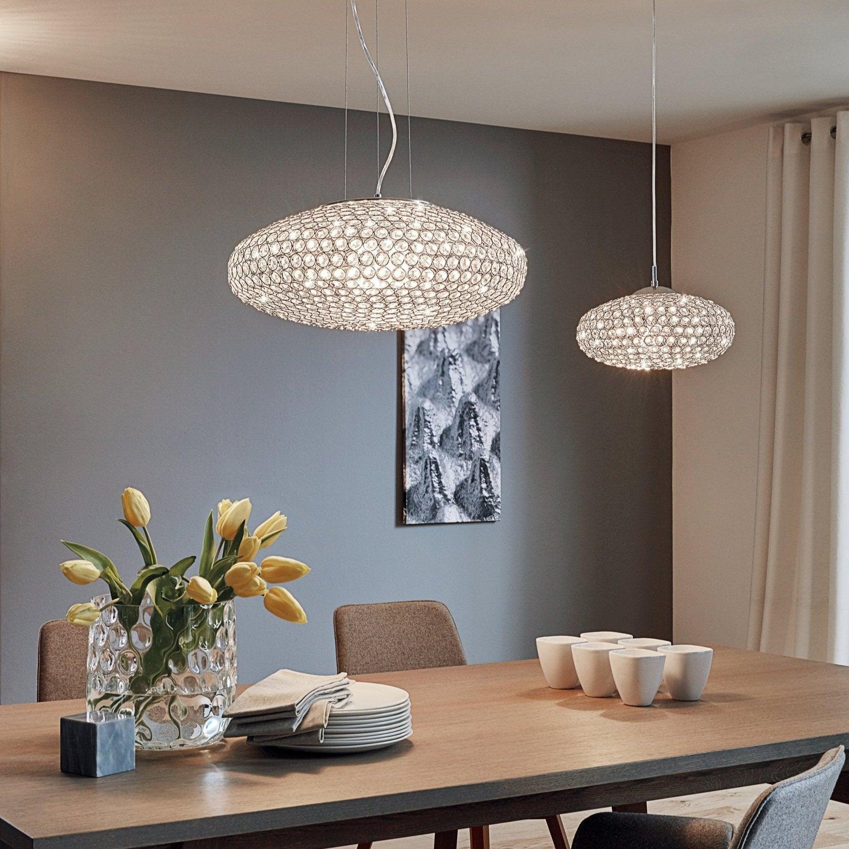 eglo clemente chrome clear glass crystal ceiling pendant living room image