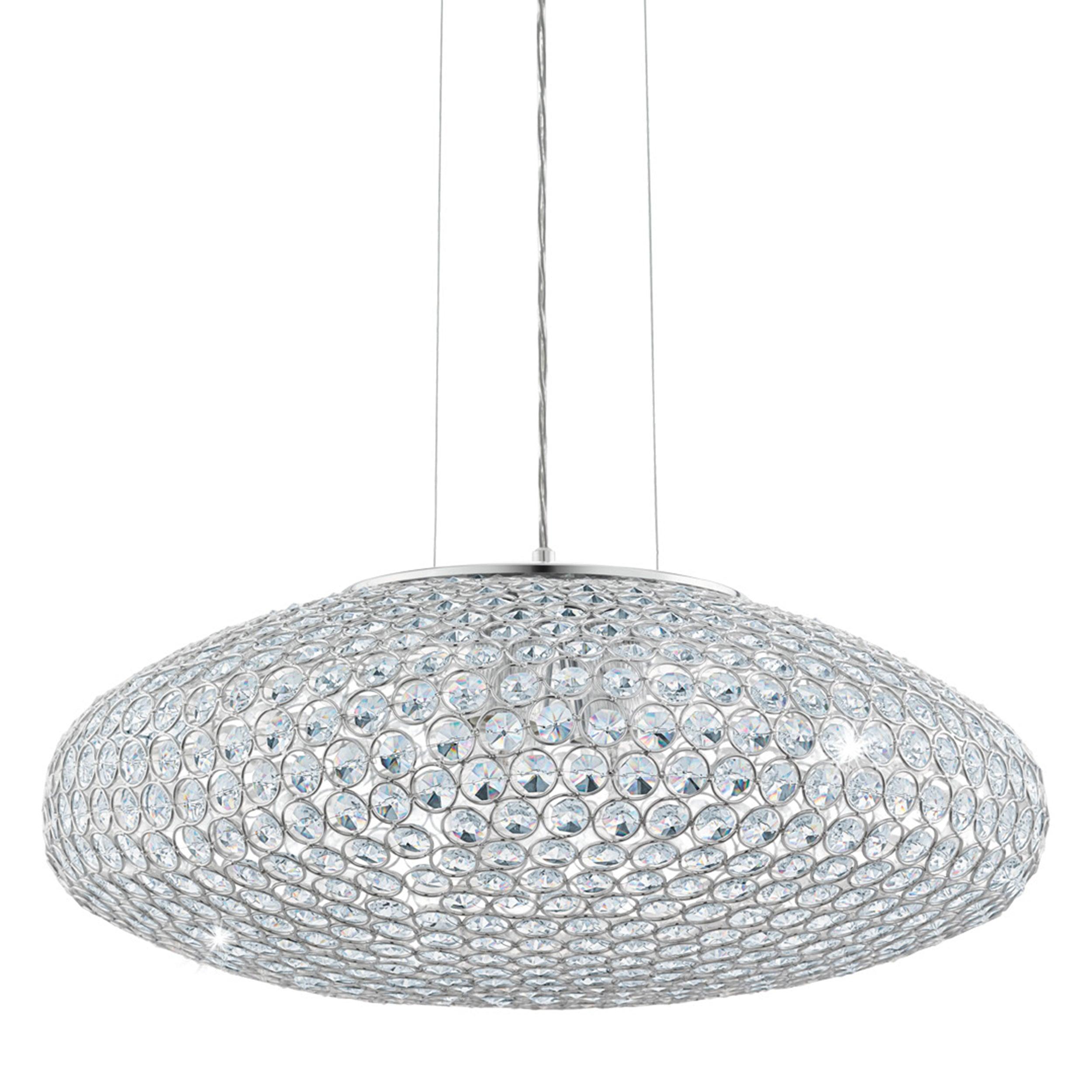 eglo clemente oval chrome clear glass crystal ceiling pendant 54cm Kitchen Lighting Close Up