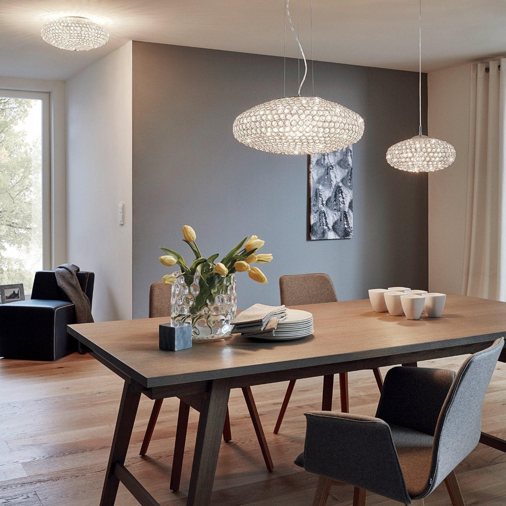 eglo clemente oval chrome clear glass crystal ceiling pendant 54cm kitchen lighting 