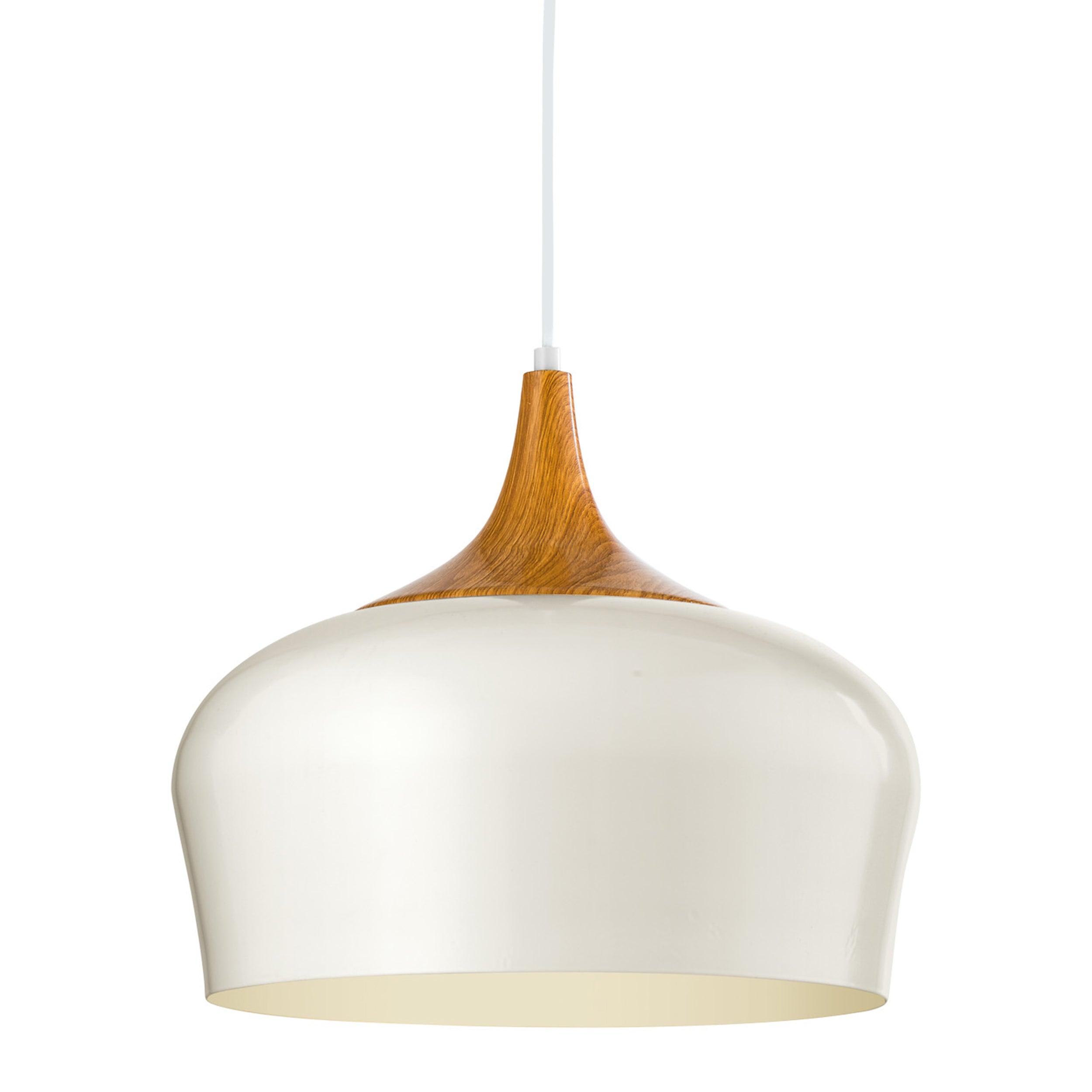 eglo obregon cream metal wood accent ceiling pendant Kitchen Lighting Close Up