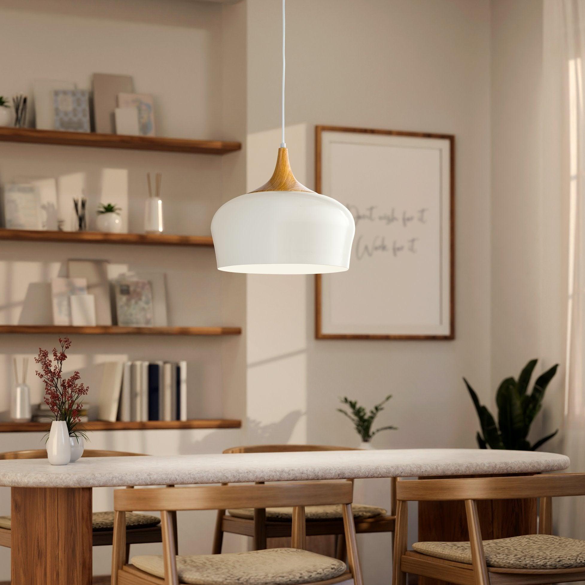 eglo obregon cream metal wood accent ceiling pendant
