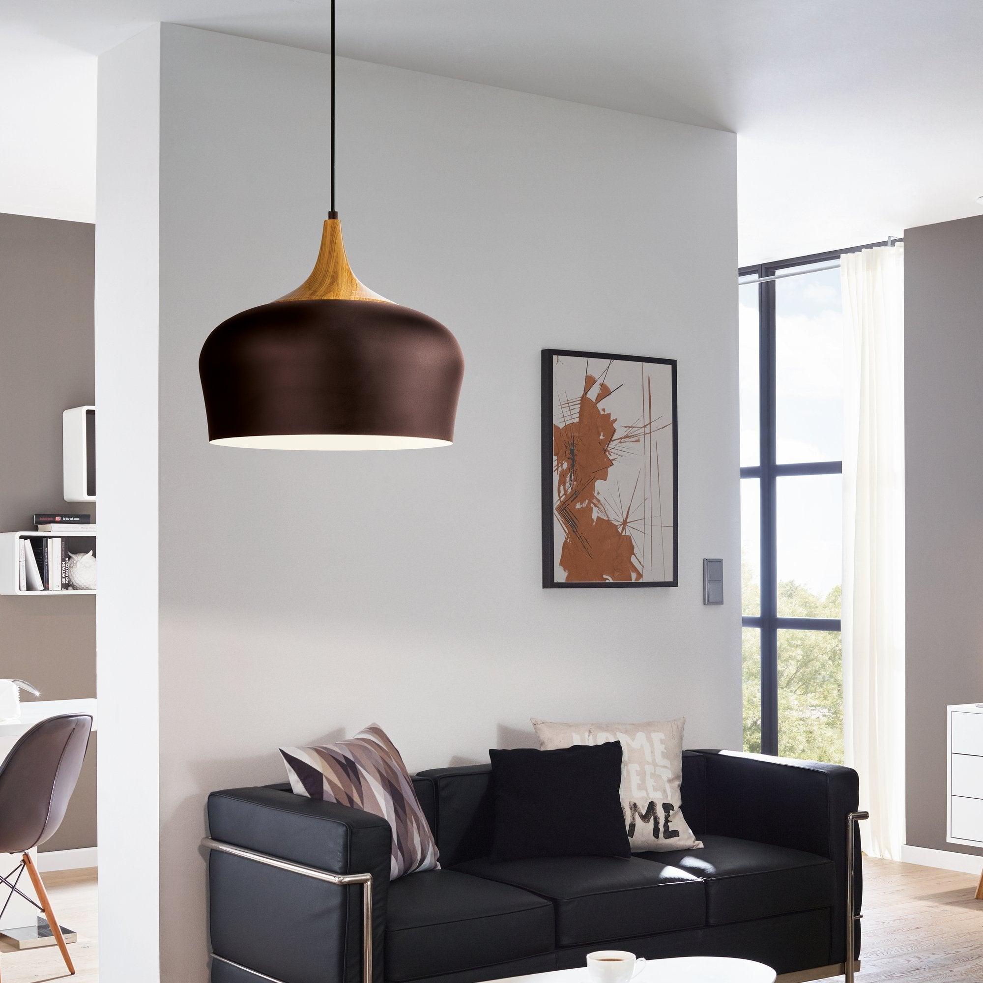 eglo obregon brown metal wood accent ceiling pendant