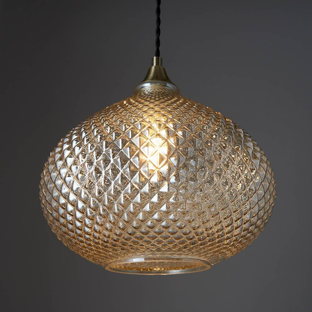 Endon Livia 1 Light Antique Brass Ceiling Pendant-warehouse-180926